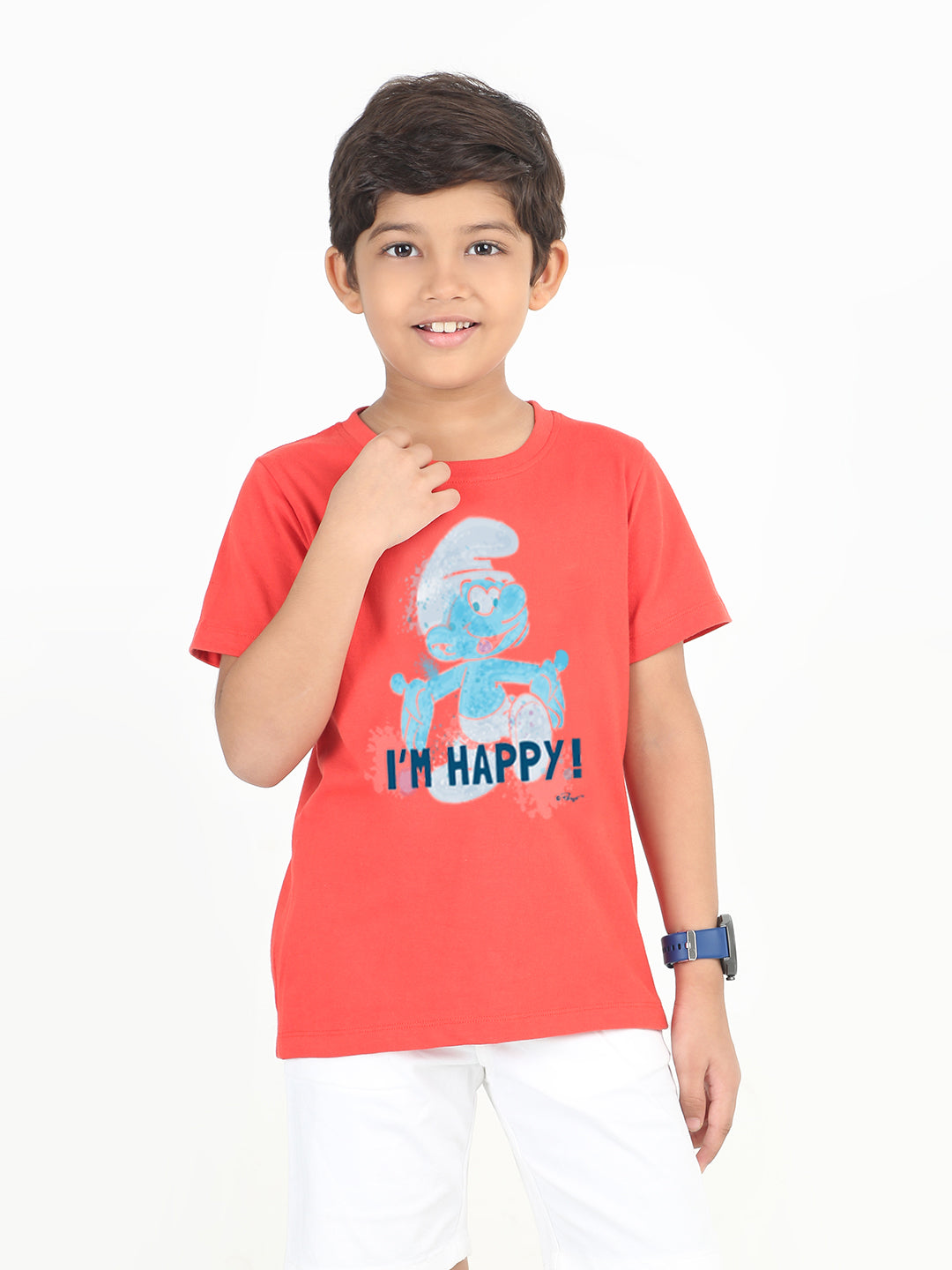 Reborn X The Smurfs -Boys Cotton T-shirt Printed - Red