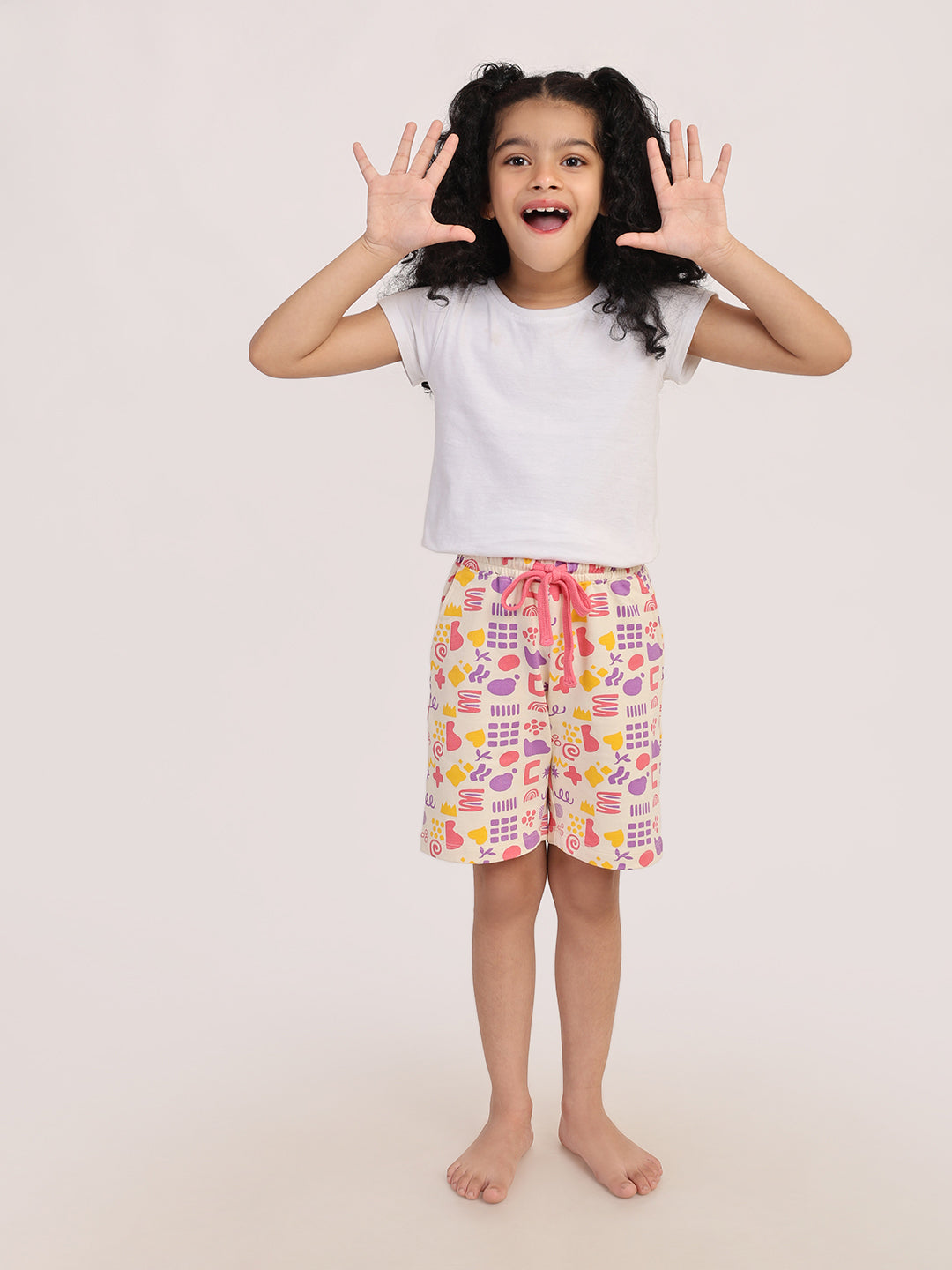 REBORN - Girls 1 piece printed jogger -Cream
