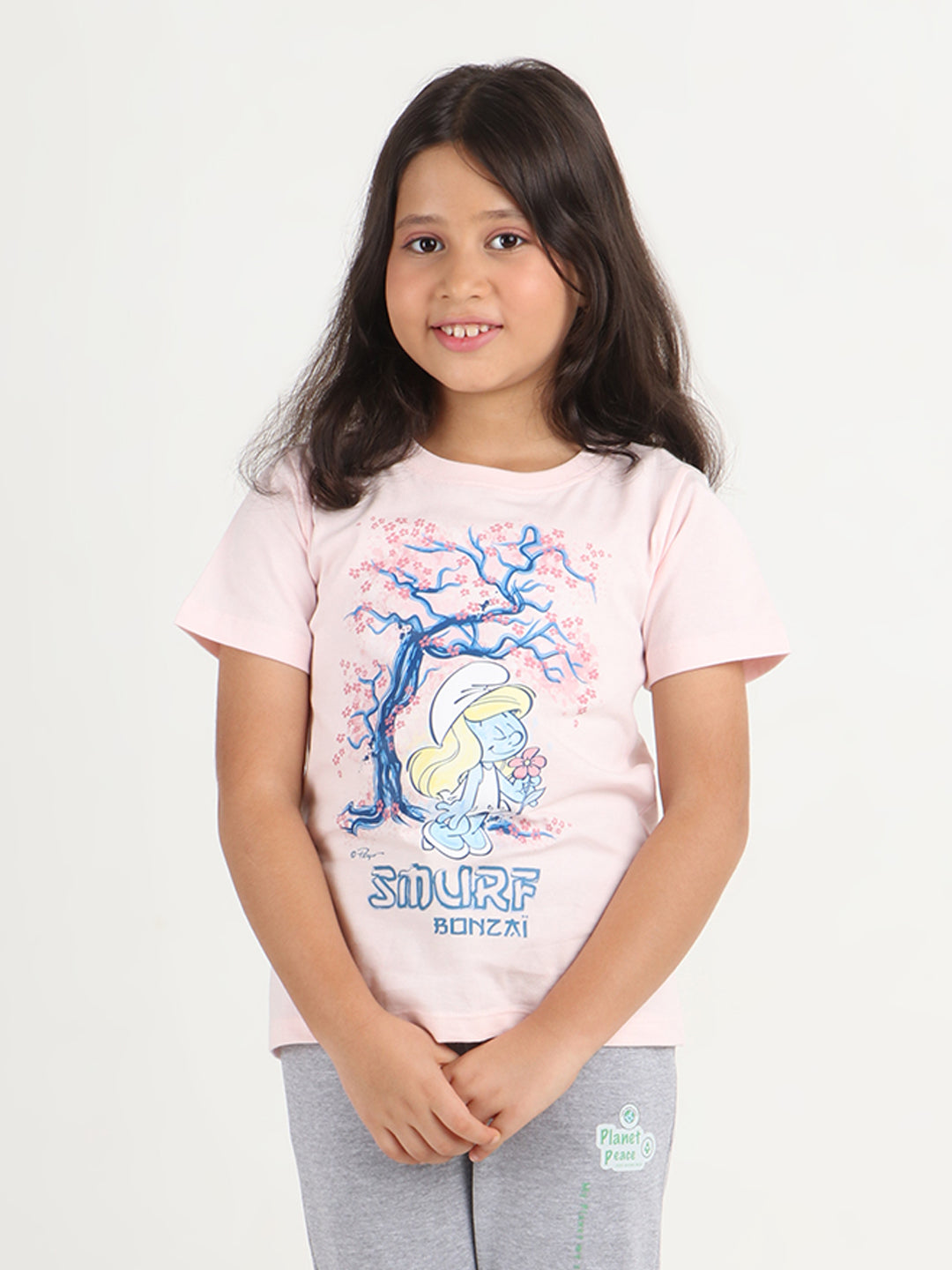Reborn X The Smurfs -Girls Cotton T-shirt Printed - Soft Pink