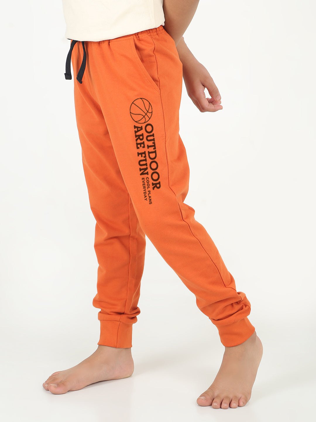 REBORN - Boys Printed cotton fleece Jogger - Rust