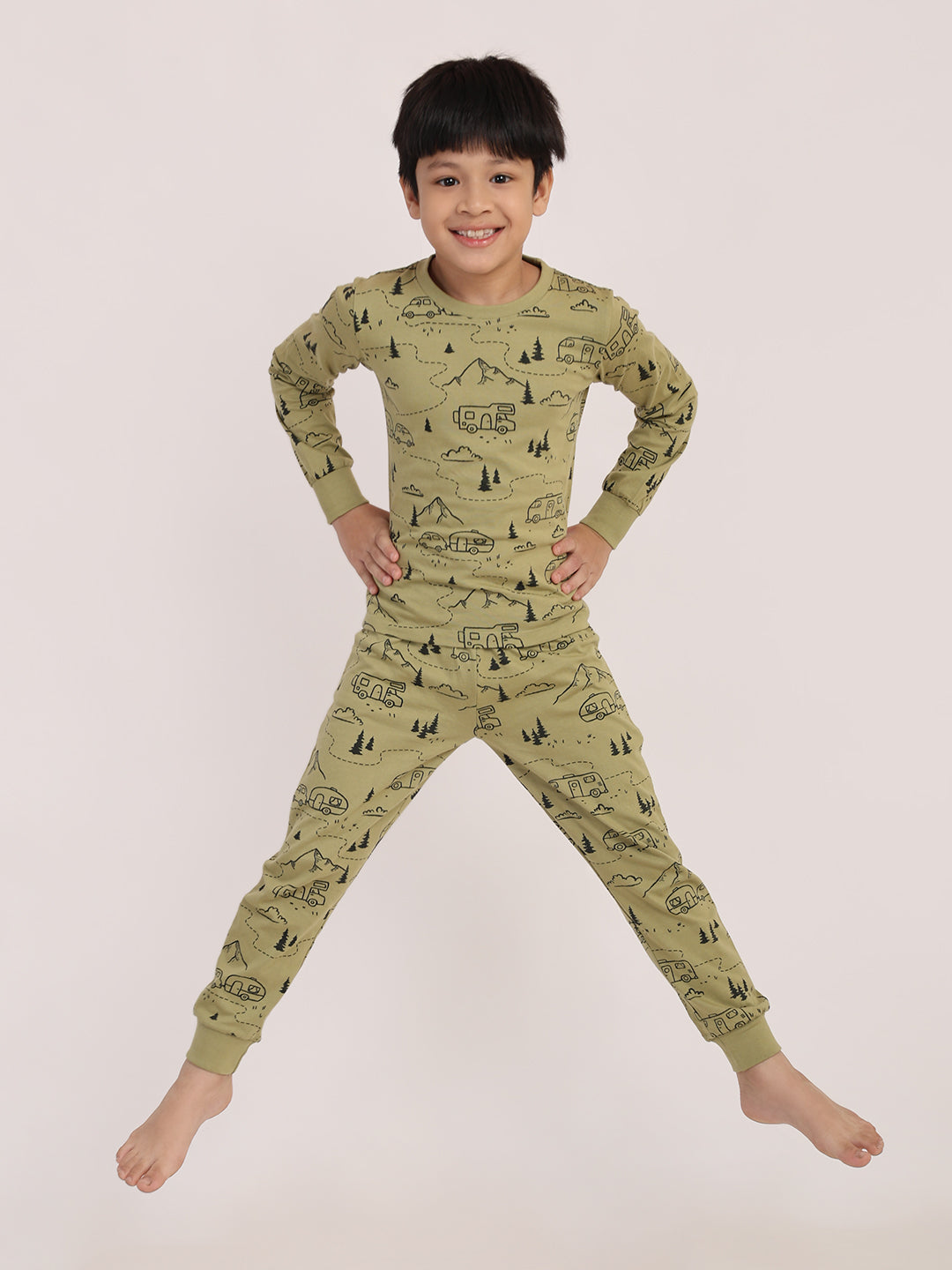 REBORN - Boys 2 piece printed jogger lounge set- Sage