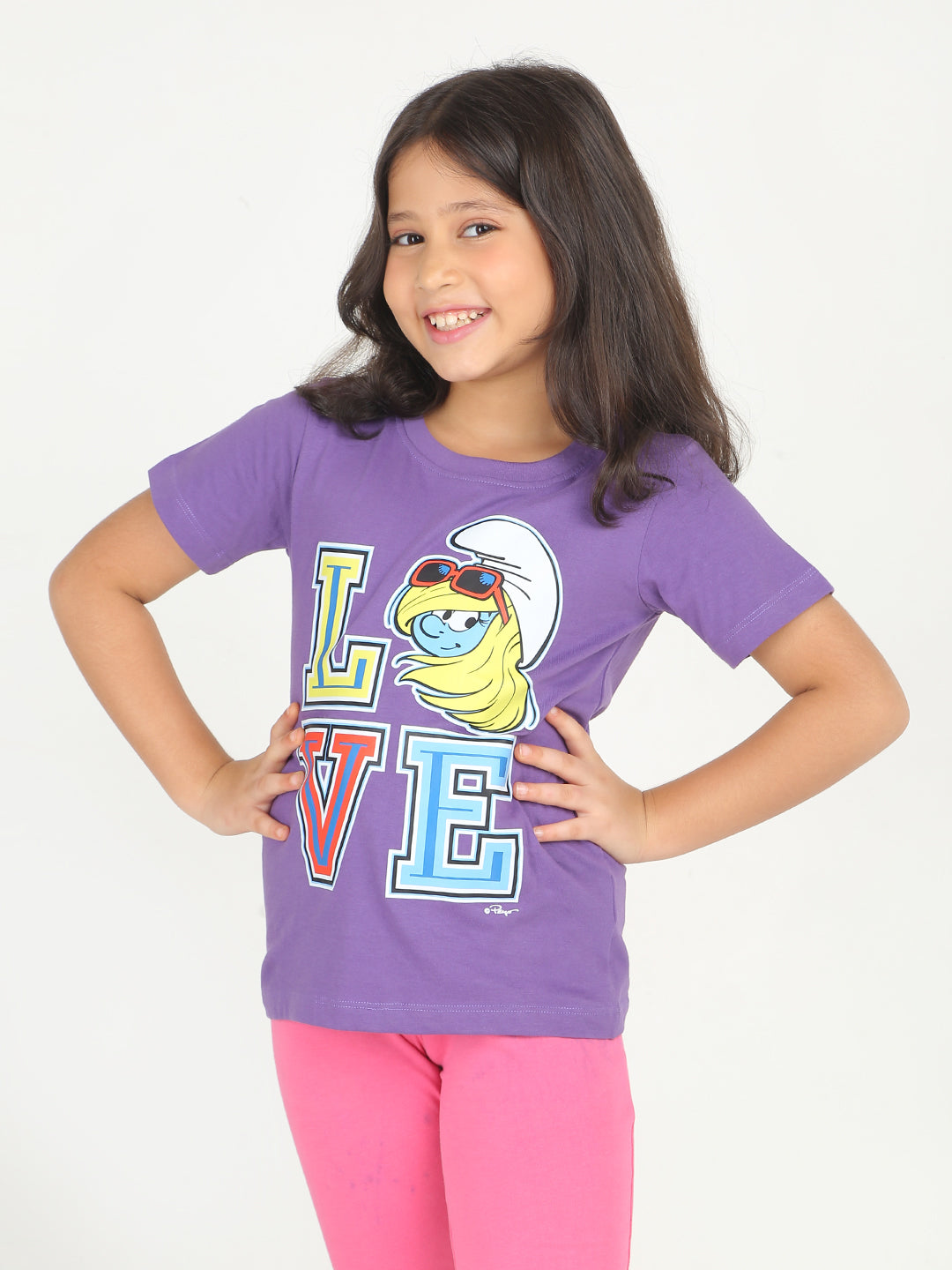 Reborn X The Smurfs -Girls Cotton T-shirt Printed - Deep Purple