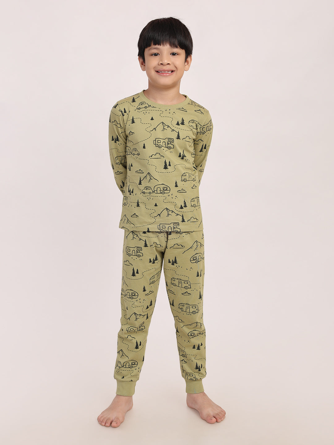 REBORN - Boys 2 piece printed jogger lounge set- Sage
