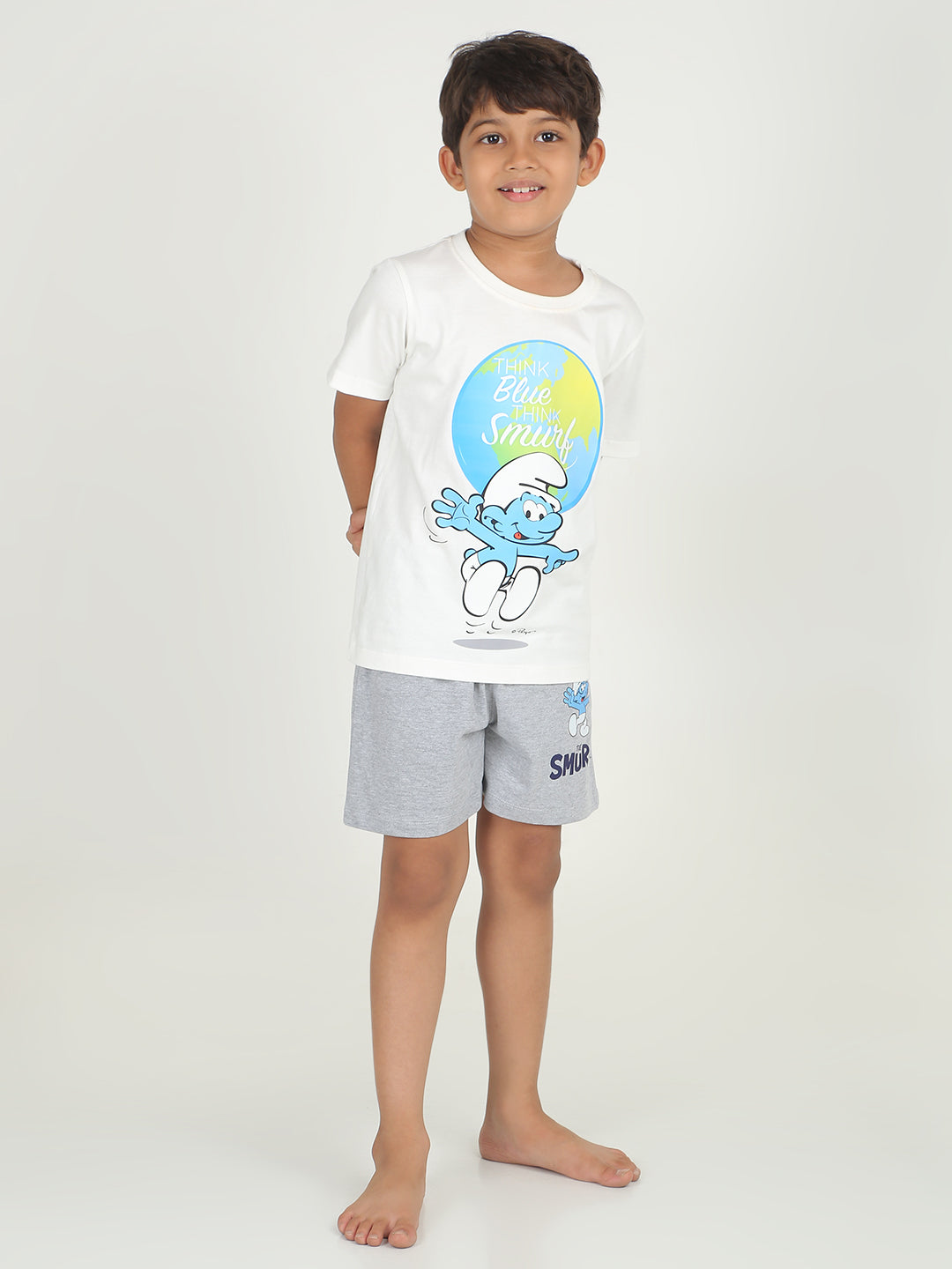 Reborn X The Smurfs -Boys Cotton T-shirt Printed - Off White