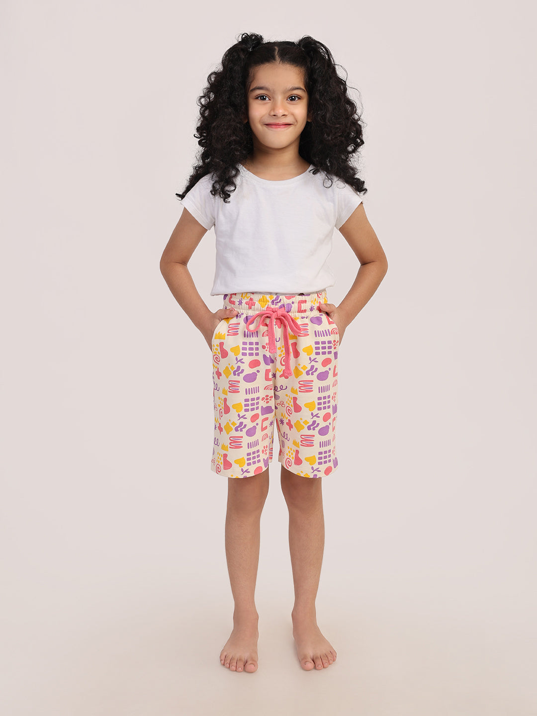 REBORN - Girls 1 piece printed jogger -Cream