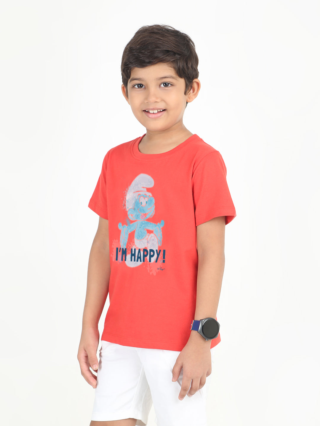 Reborn X The Smurfs -Boys Cotton T-shirt Printed - Red