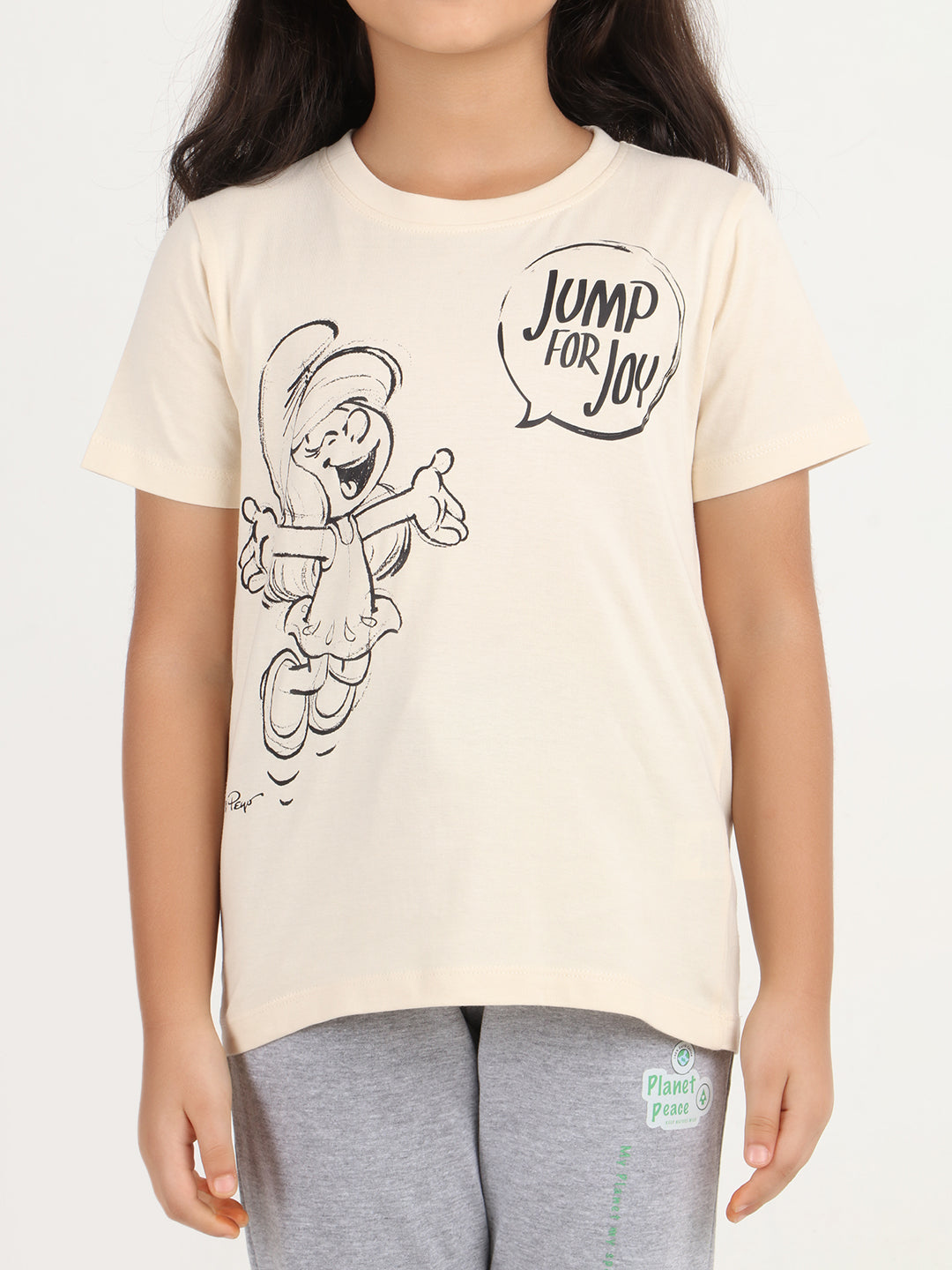 Reborn X The Smurfs -Girls Cotton T-shirt Printed - Butter Cream