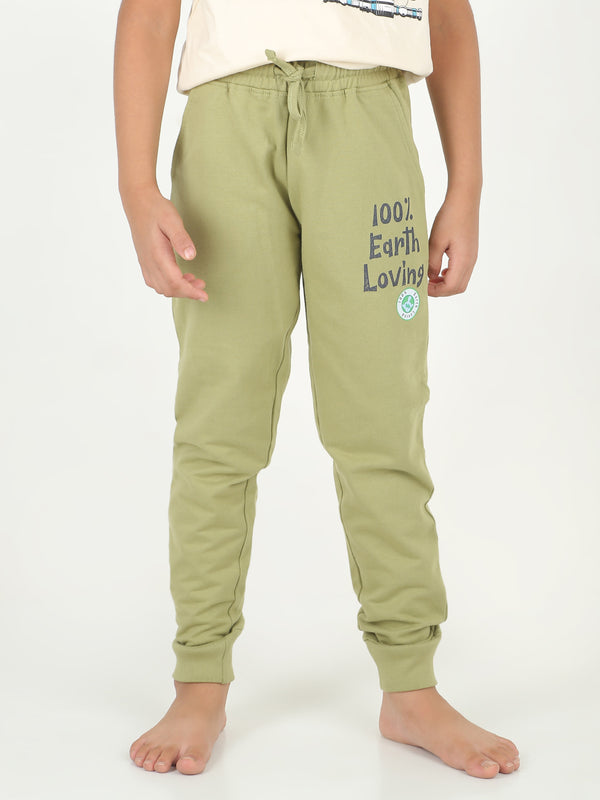 REBORN - Boys Printed cotton fleece Jogger - Sage