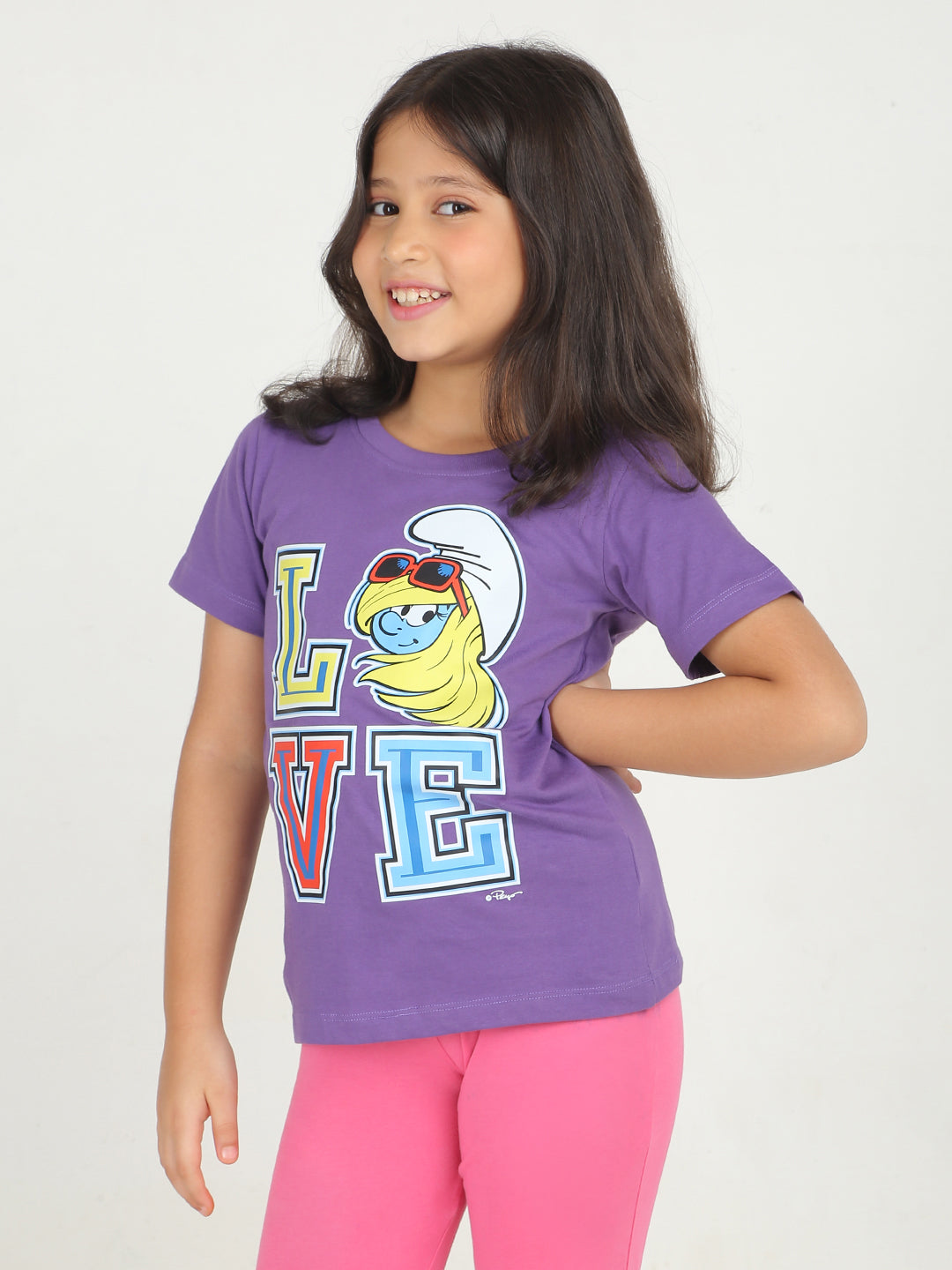 Reborn X The Smurfs -Girls Cotton T-shirt Printed - Deep Purple
