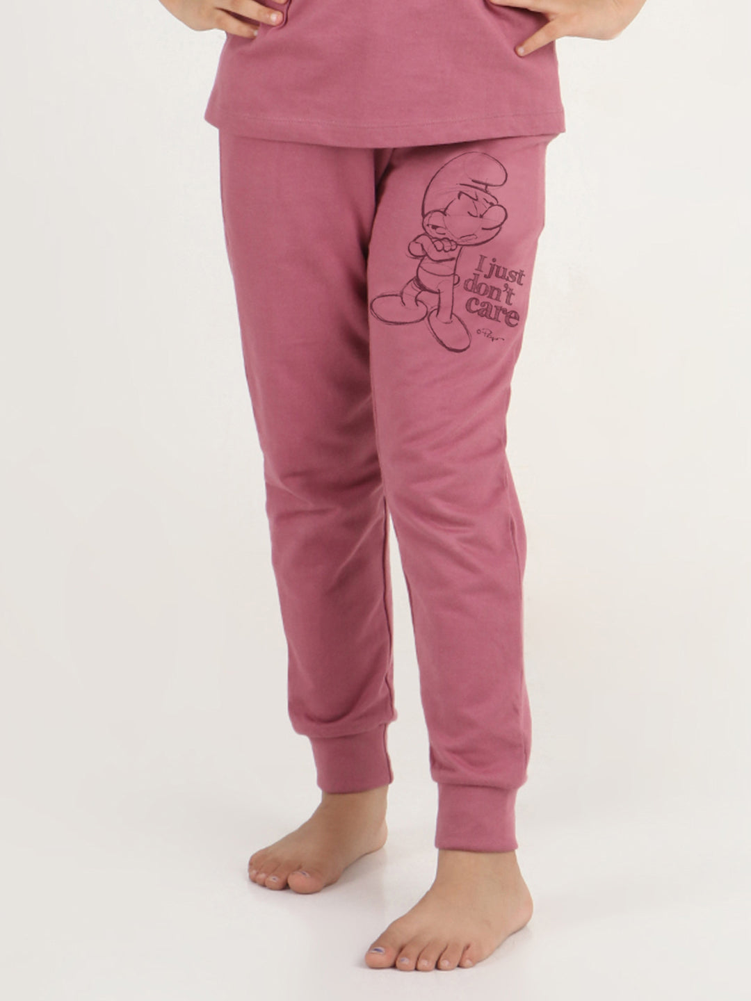 Reborn X The Smurfs - Girls cotton fleece Jogger- Mouve