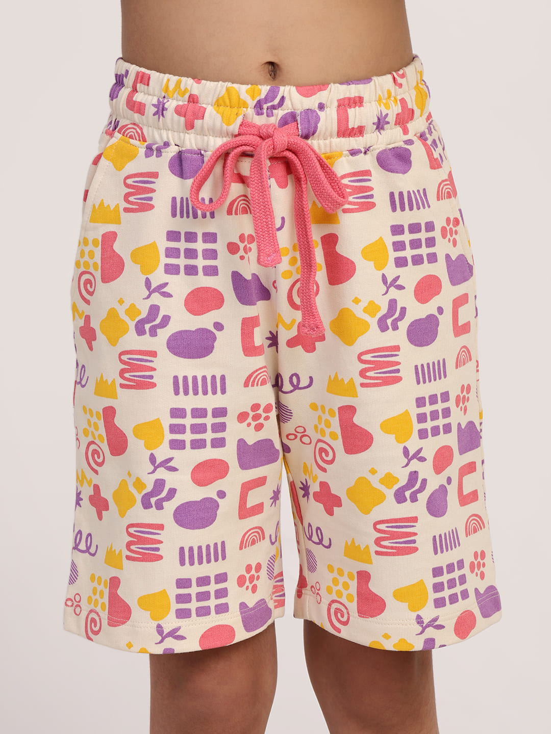 REBORN - Girls 1 piece printed shorts -Cream