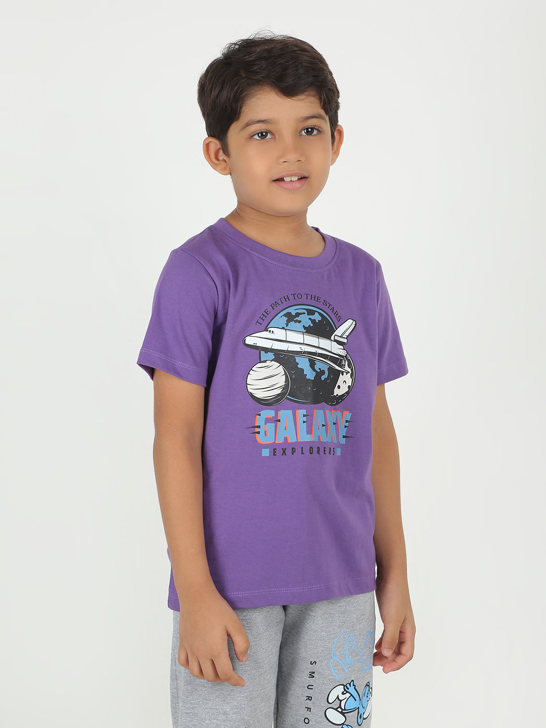 REBORN -Boys Cotton T-shirt Printed - Deep Purple