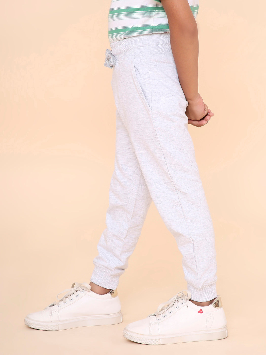 REBORN - Boys Solid Cotton Fleece Jogger - Grey