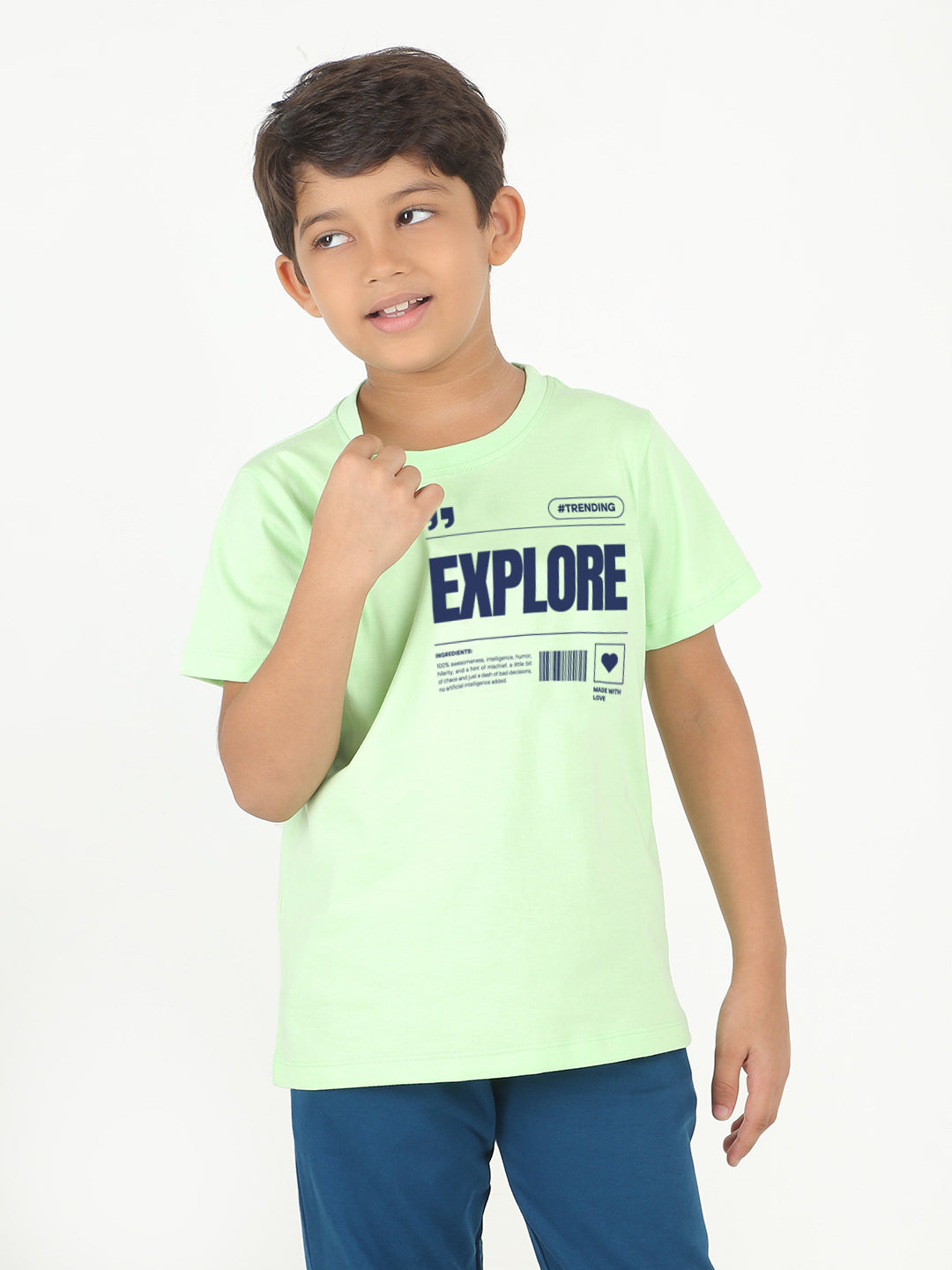 REBORN -Boys Cotton T-shirt Printed - Pistachio Green