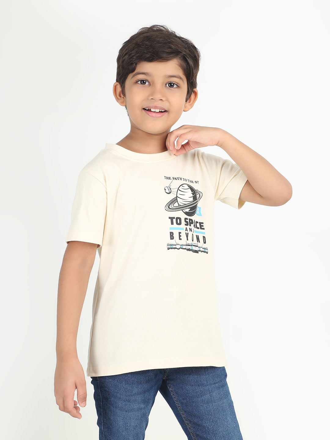 REBORN -Boys Cotton T-shirt Printed - Butter Cream