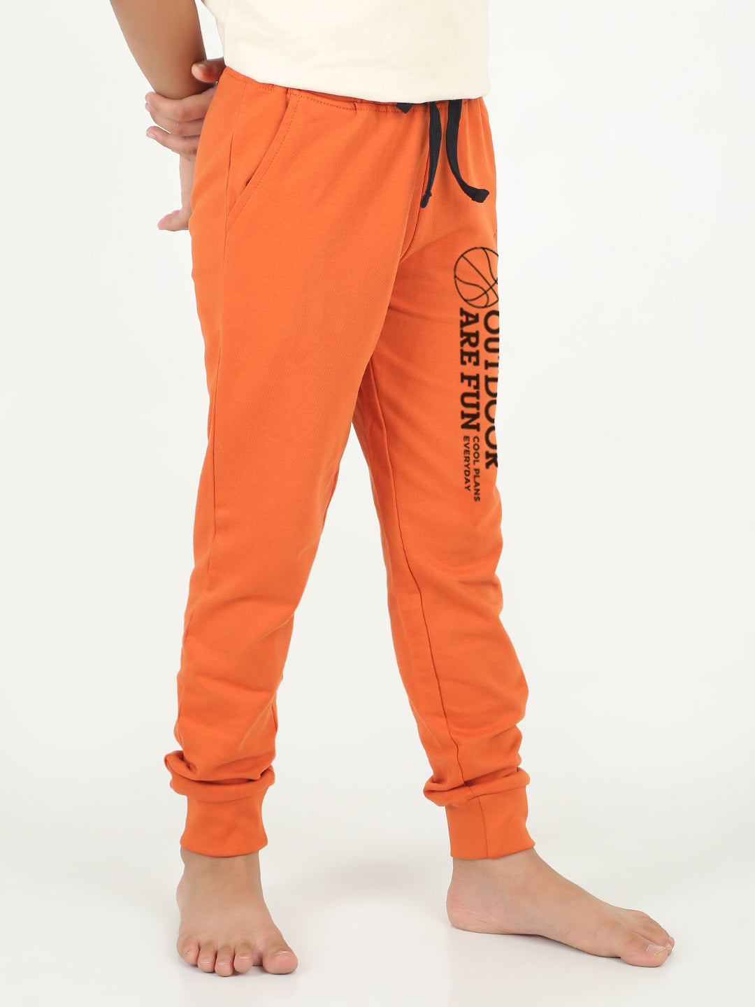 REBORN - Boys Printed cotton fleece Jogger - Rust