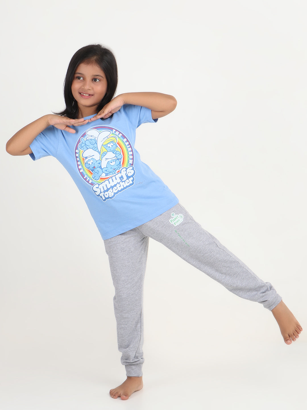Reborn X The Smurfs -Girls Cotton T-shirt Printed - Blue