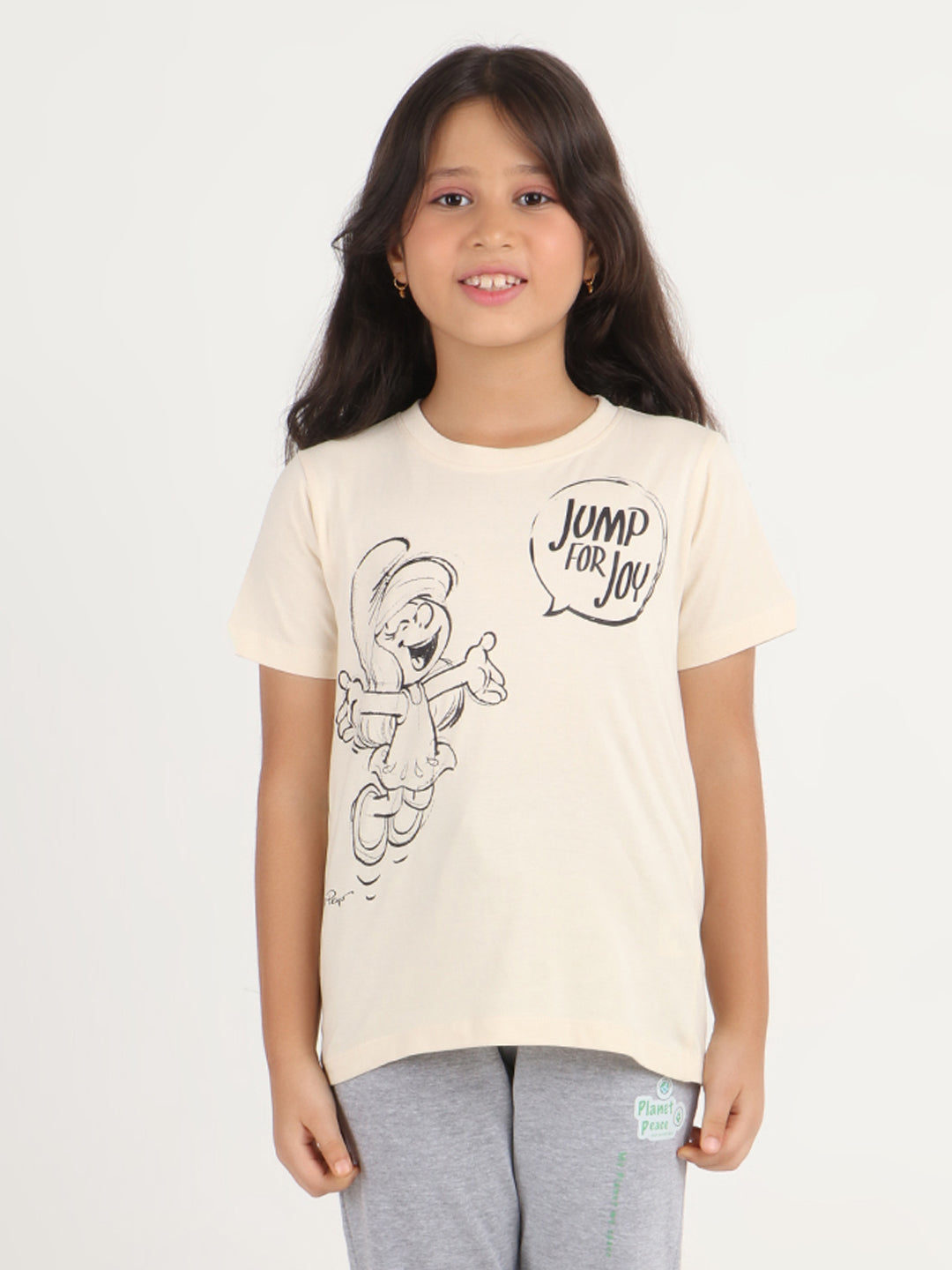 Reborn X The Smurfs -Girls Cotton T-shirt Printed - Butter Cream