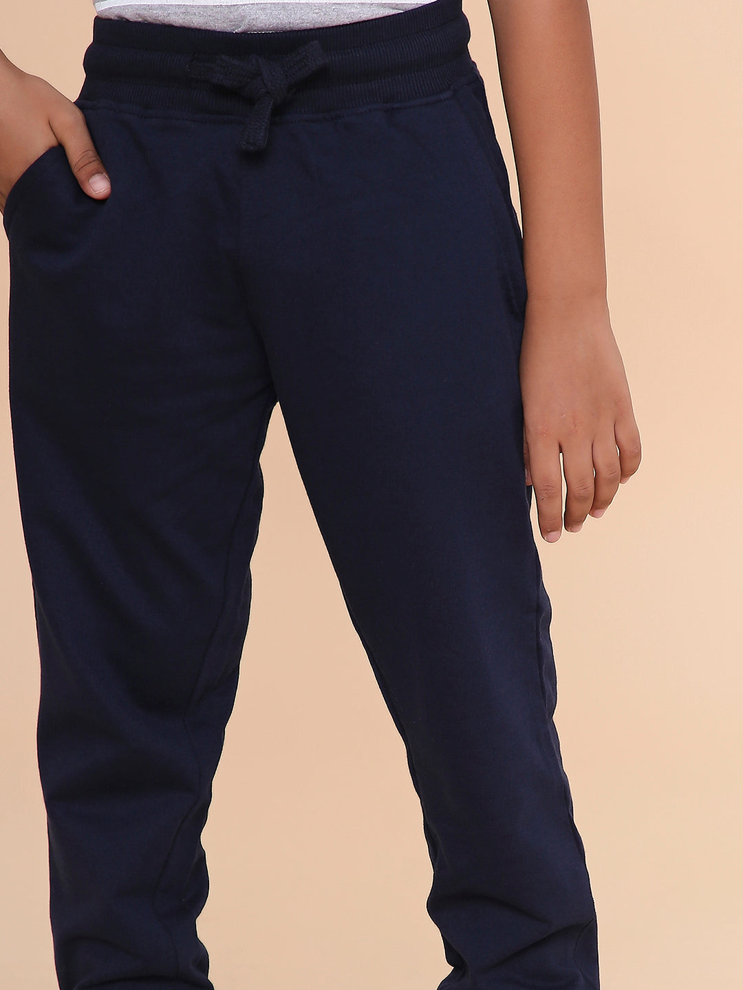 REBORN - Boys Solid Cotton Fleece Jogger - Navy Blue