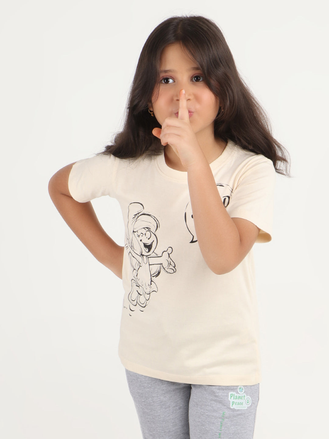 Reborn X The Smurfs -Girls Cotton T-shirt Printed - Butter Cream