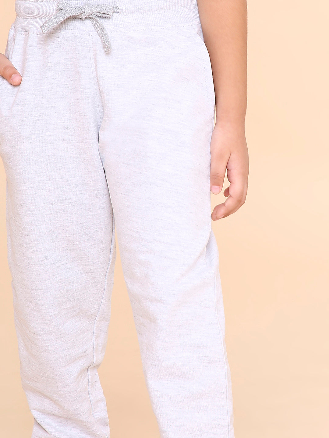 REBORN- Girls Solid Cotton Fleece Jogger -Grey