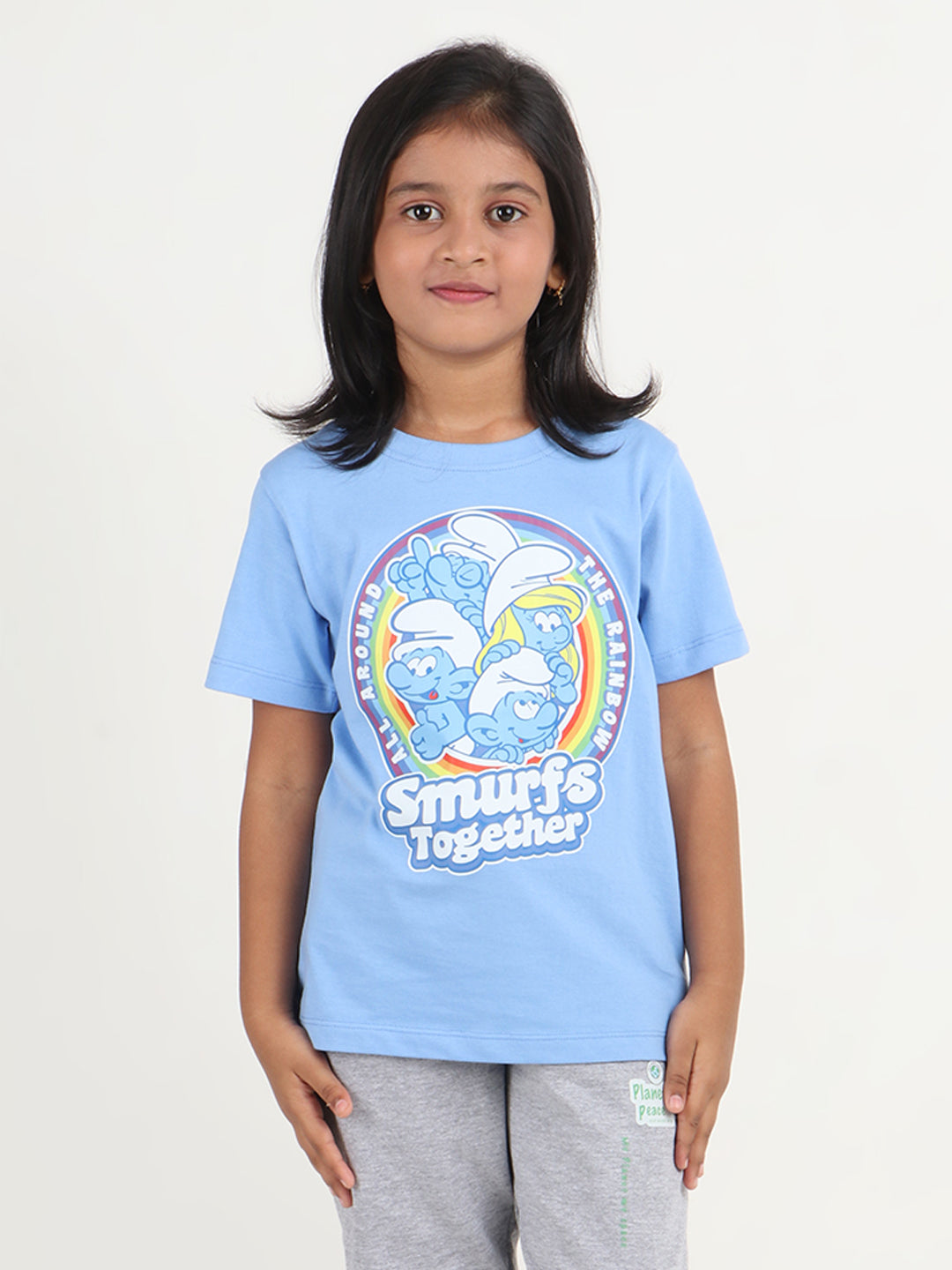 Reborn X The Smurfs -Girls Cotton T-shirt Printed - Blue