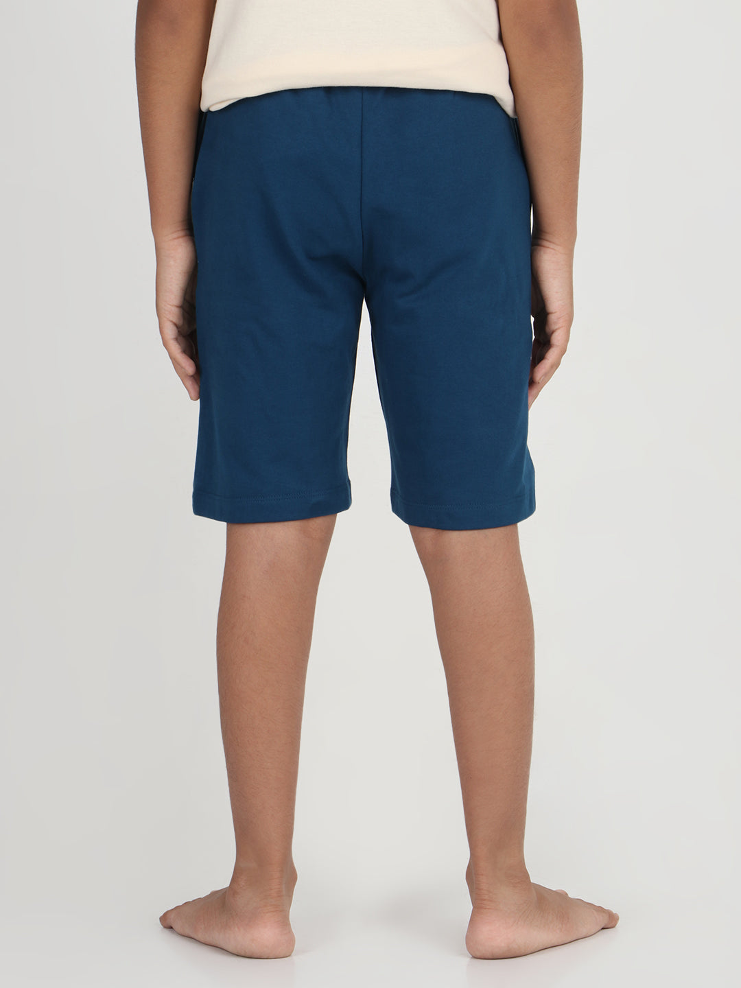 REBORN -Boys Printed  cotton fleece Shorts - Navy Blue
