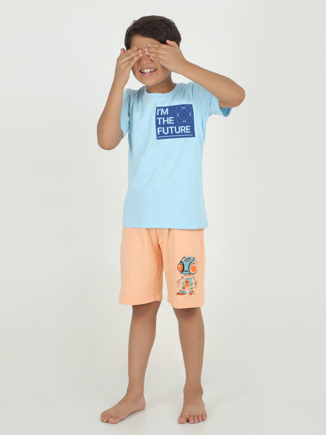 REBORN -Boys Cotton T-shirt Printed - Sky Blue