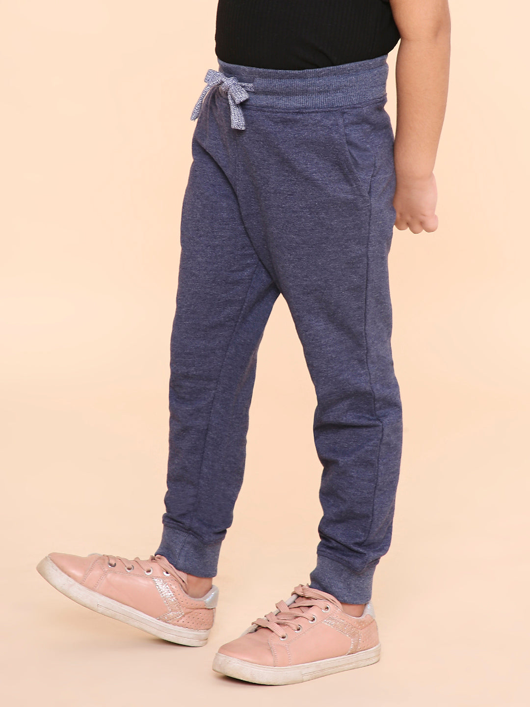 REBORN -Girls Solid Cotton Fleece Jogger- Navy Blue