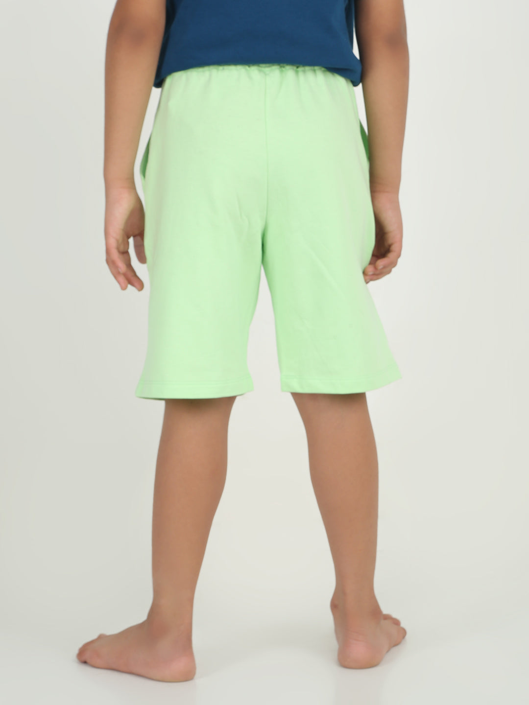 REBORN -Boys Printed  cotton fleece Shorts - Pistachio Green