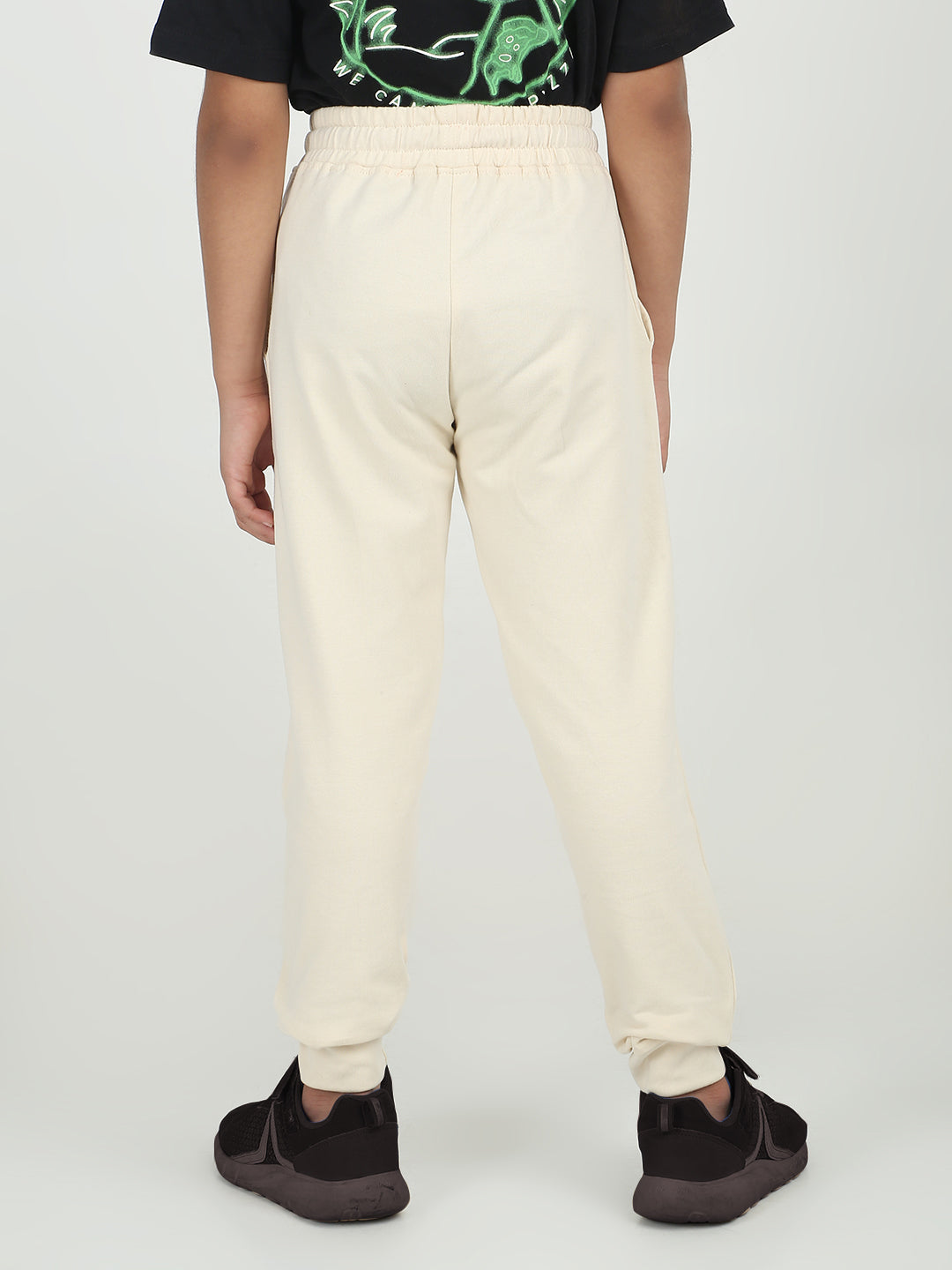 REBORN - Boys Printed cotton fleece Jogger - Butter  Cream