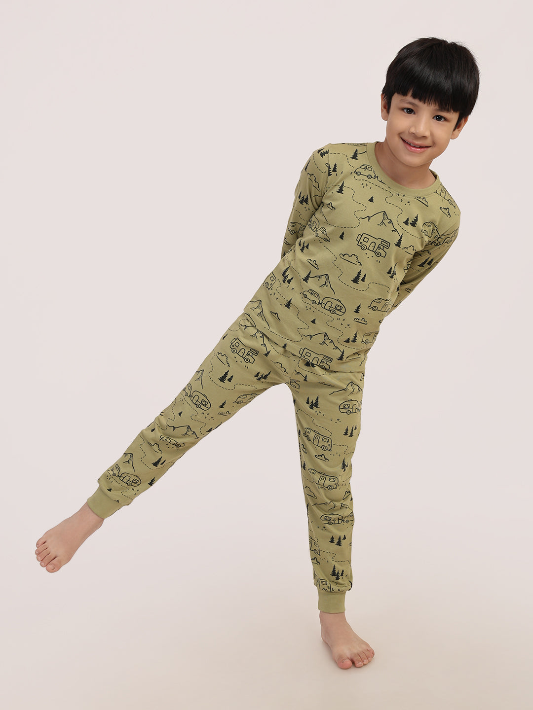REBORN - Boys 2 piece printed jogger lounge set- Sage