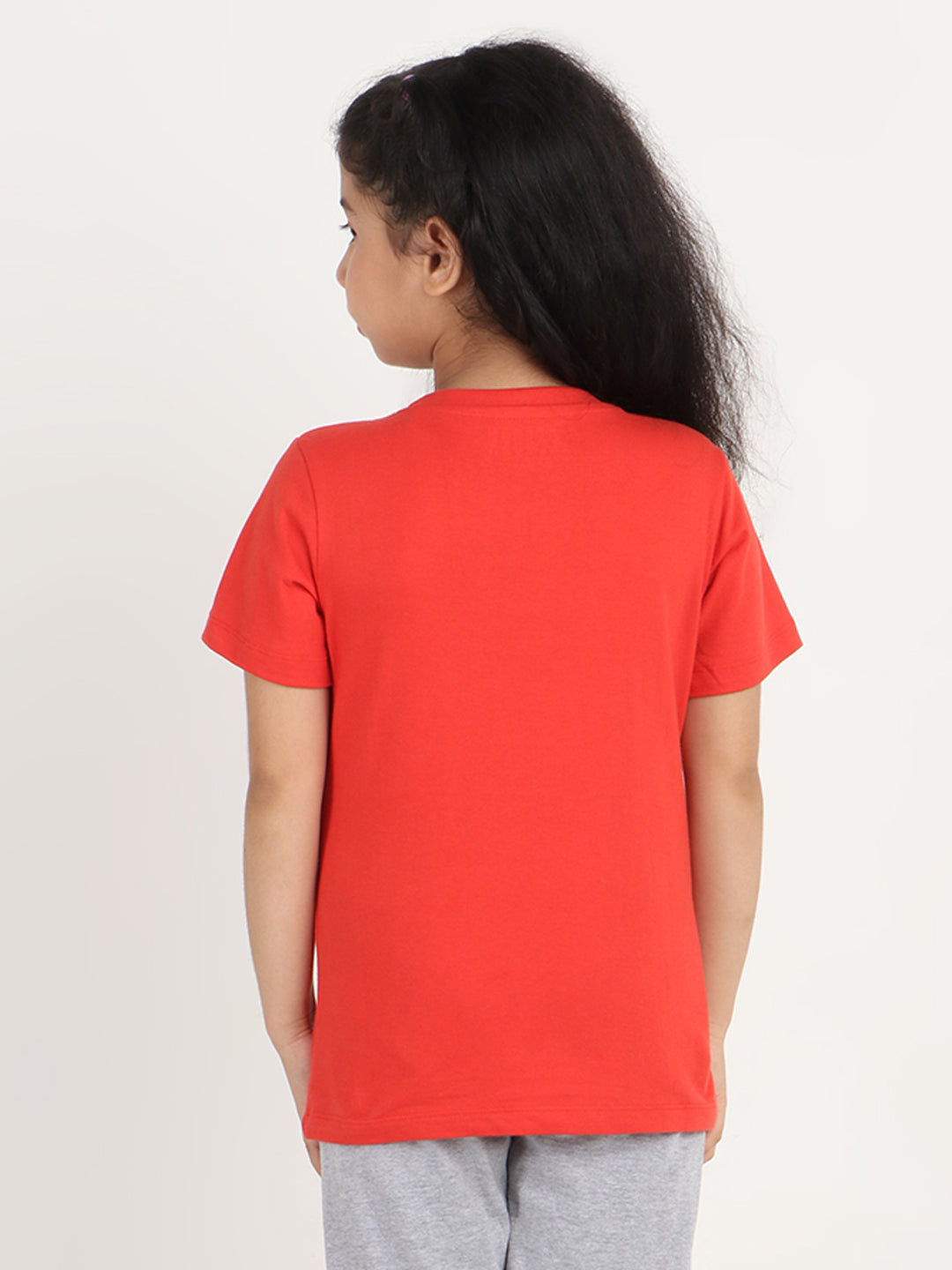REBORN -Girls Cotton T-shirt Printed - Red