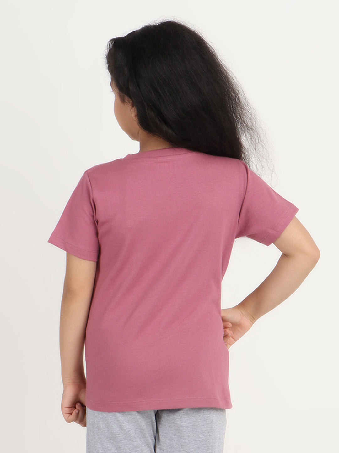 REBORN -Girls Cotton T-shirt Printed - Mauve