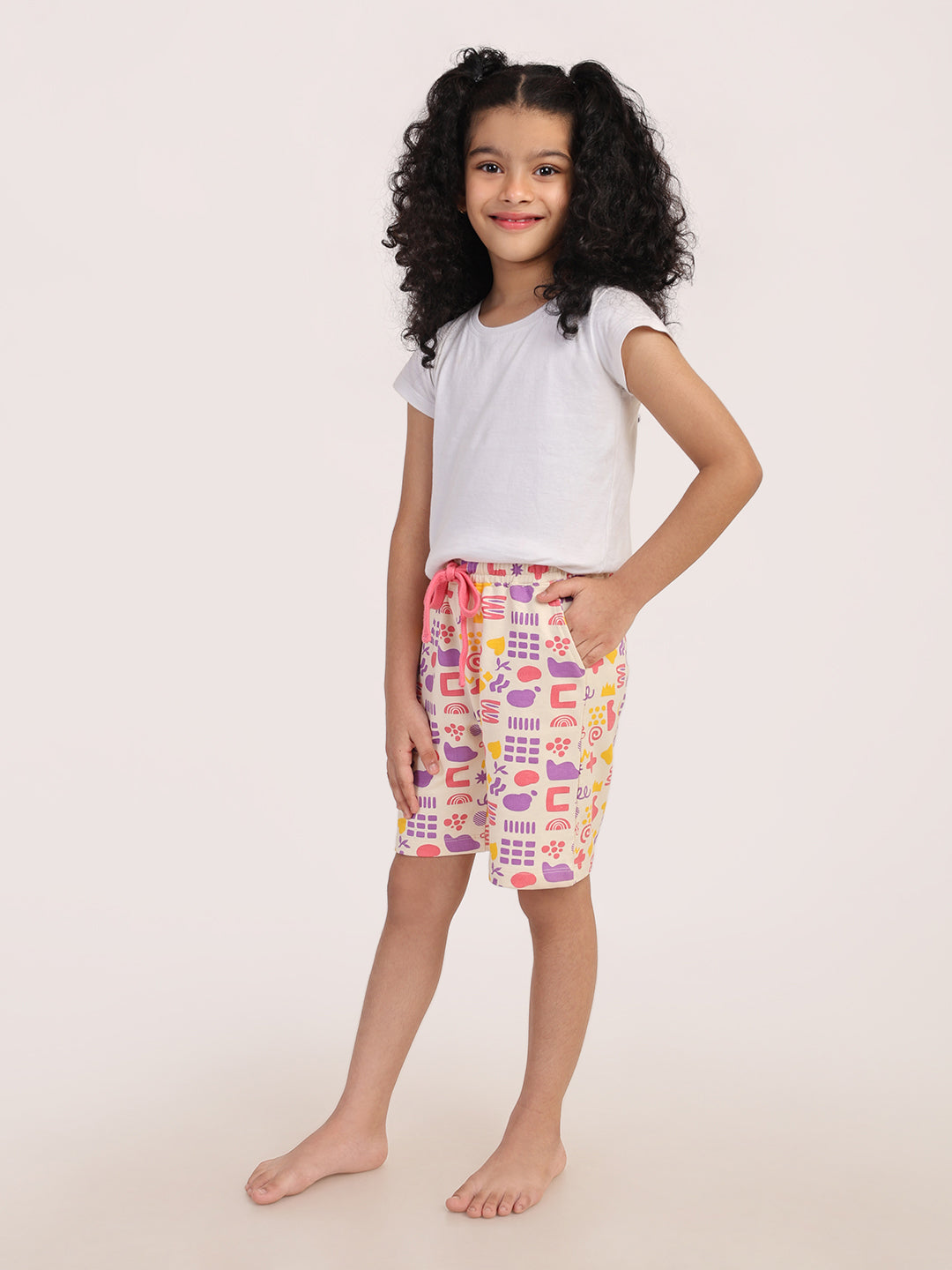 REBORN - Girls 1 piece printed jogger -Cream