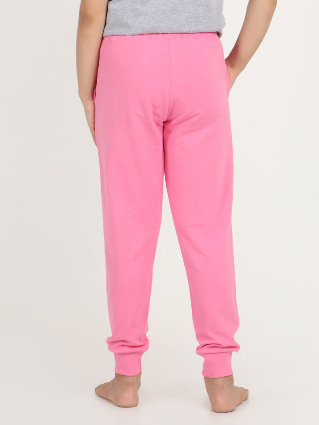 Reborn X The Smurfs - Girls Printed  cotton fleece Jogger -Pink