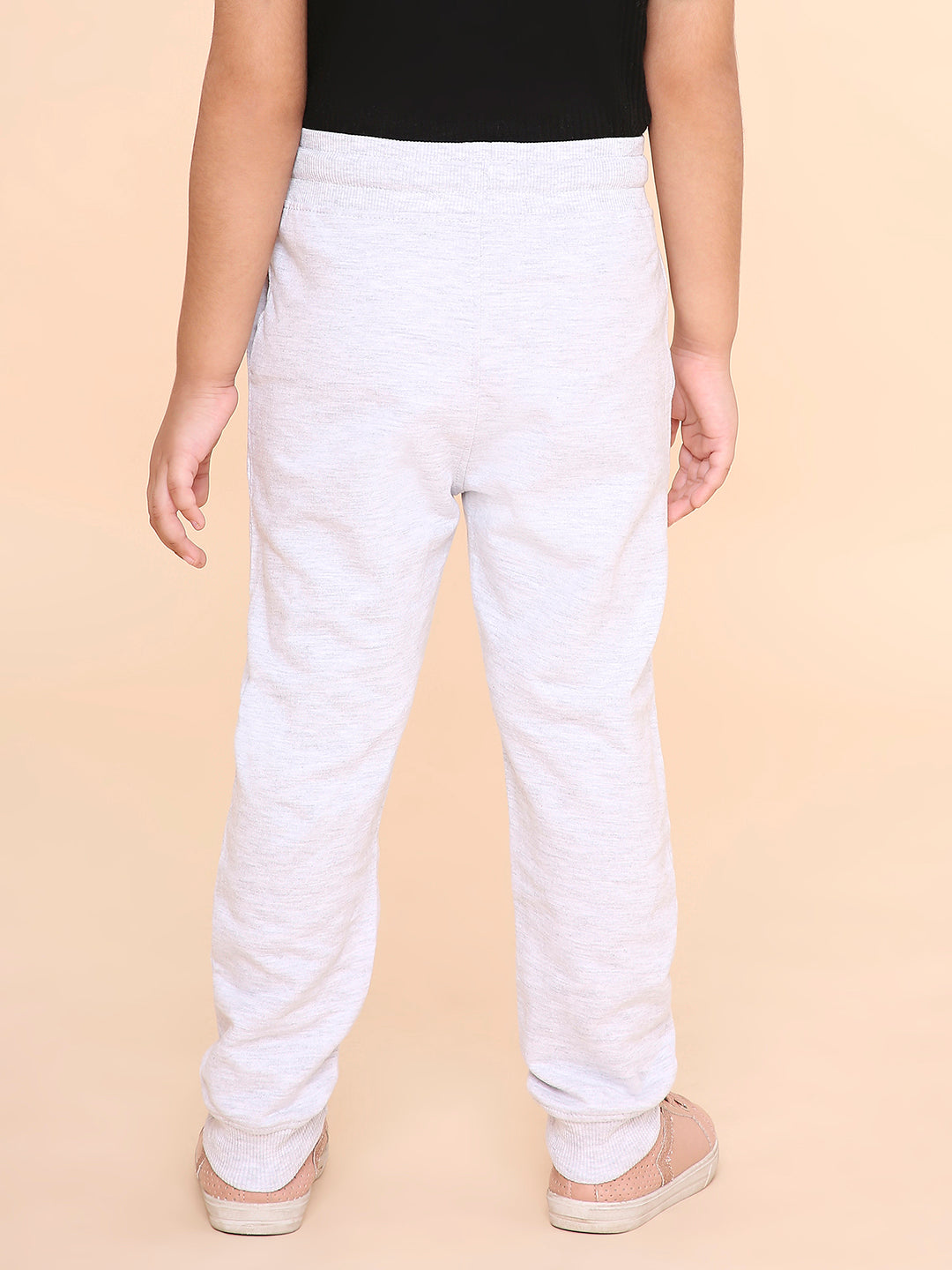 REBORN- Girls Solid Cotton Fleece Jogger -Grey