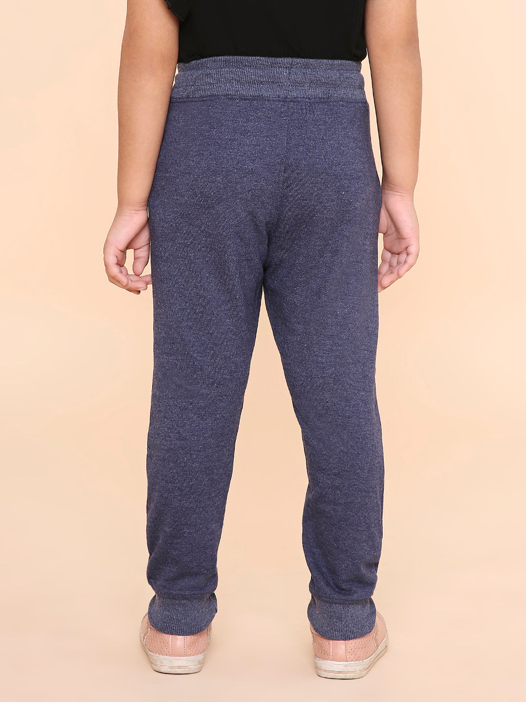 REBORN -Girls Solid Cotton Fleece Jogger- Navy Blue