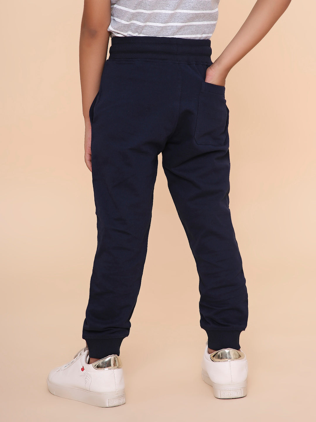 REBORN - Boys Solid Cotton Fleece Jogger - Navy Blue