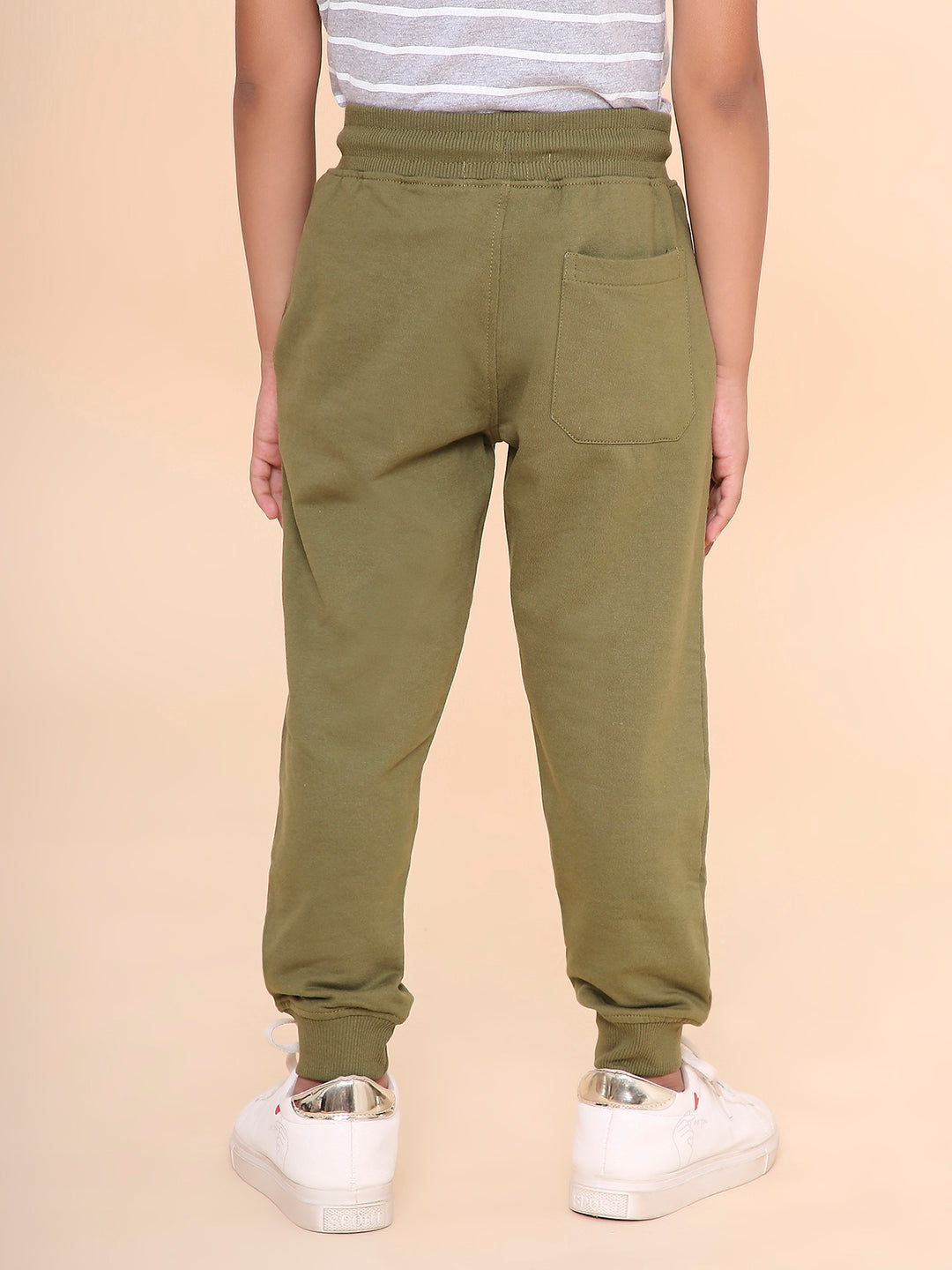 REBORN - Boys Solid Cotton Fleece Jogger - Olive