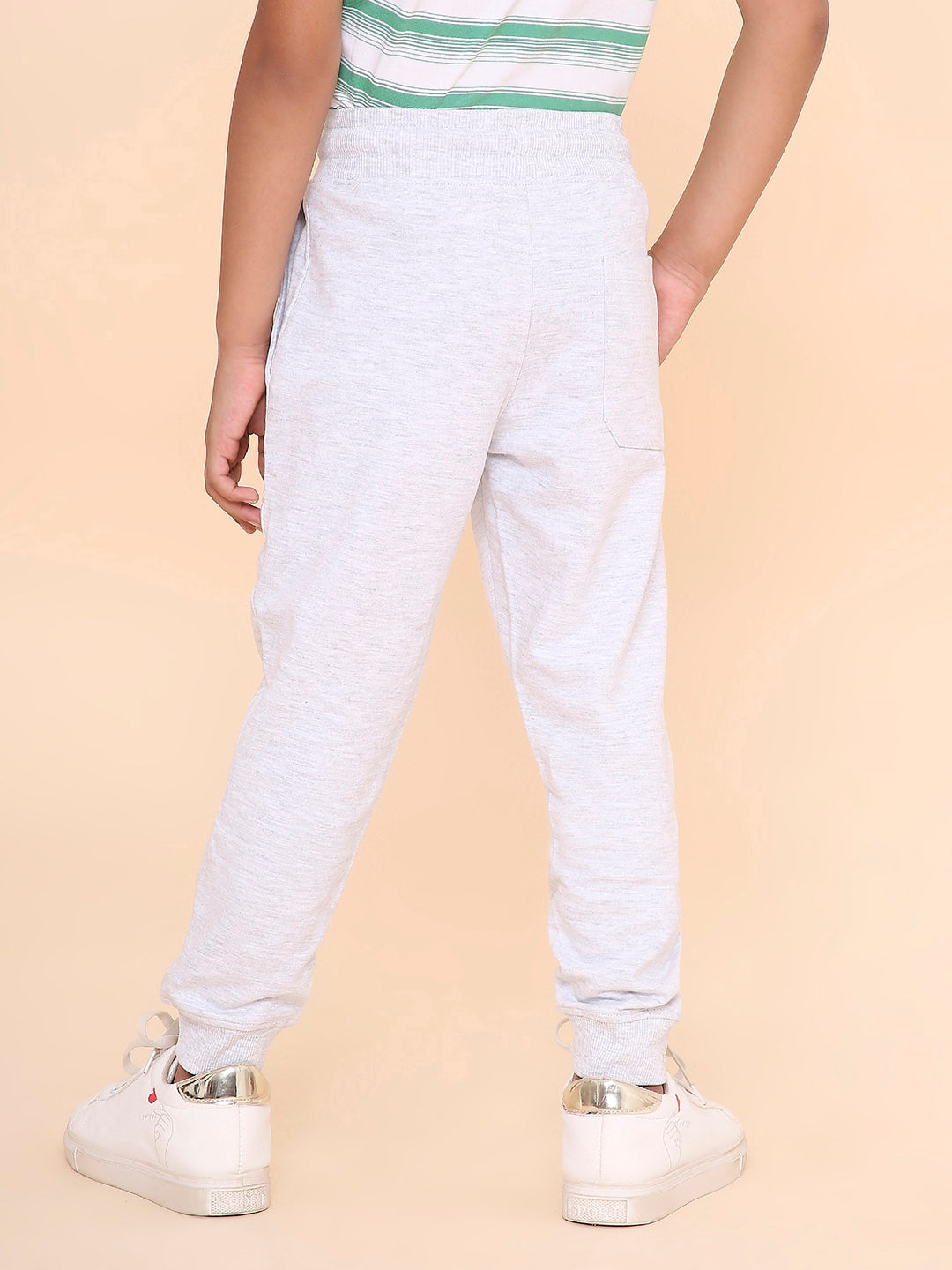 REBORN - Boys Solid Cotton Fleece Jogger - Grey
