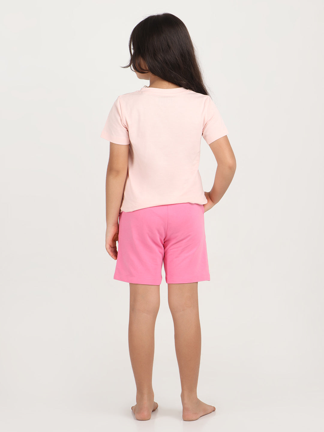 REBORN - Girls Printed  cotton fleece Shorts - Pink