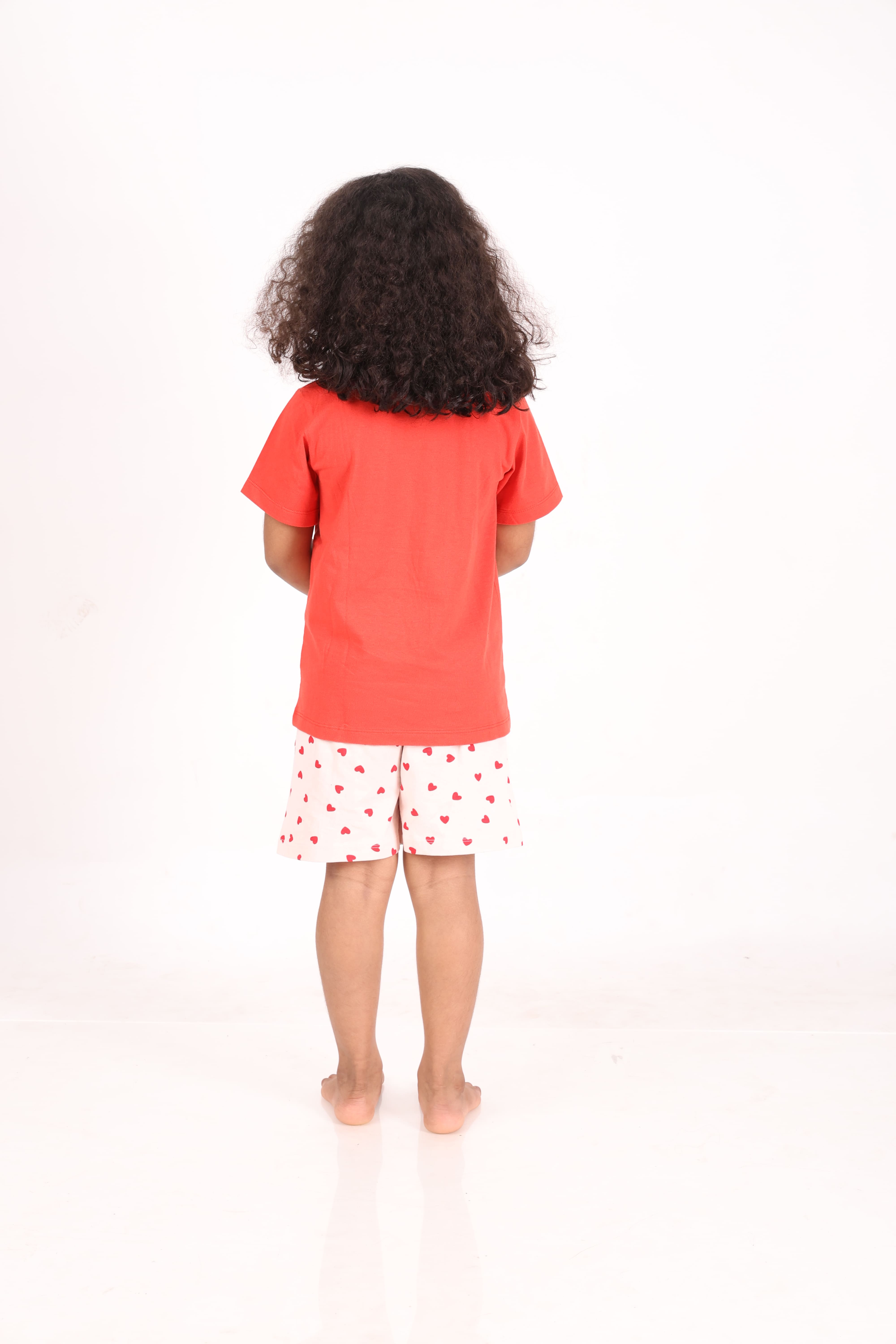 REBORN - Girls 2 piece T-Shirt & Short -set- Red & Baby Pink