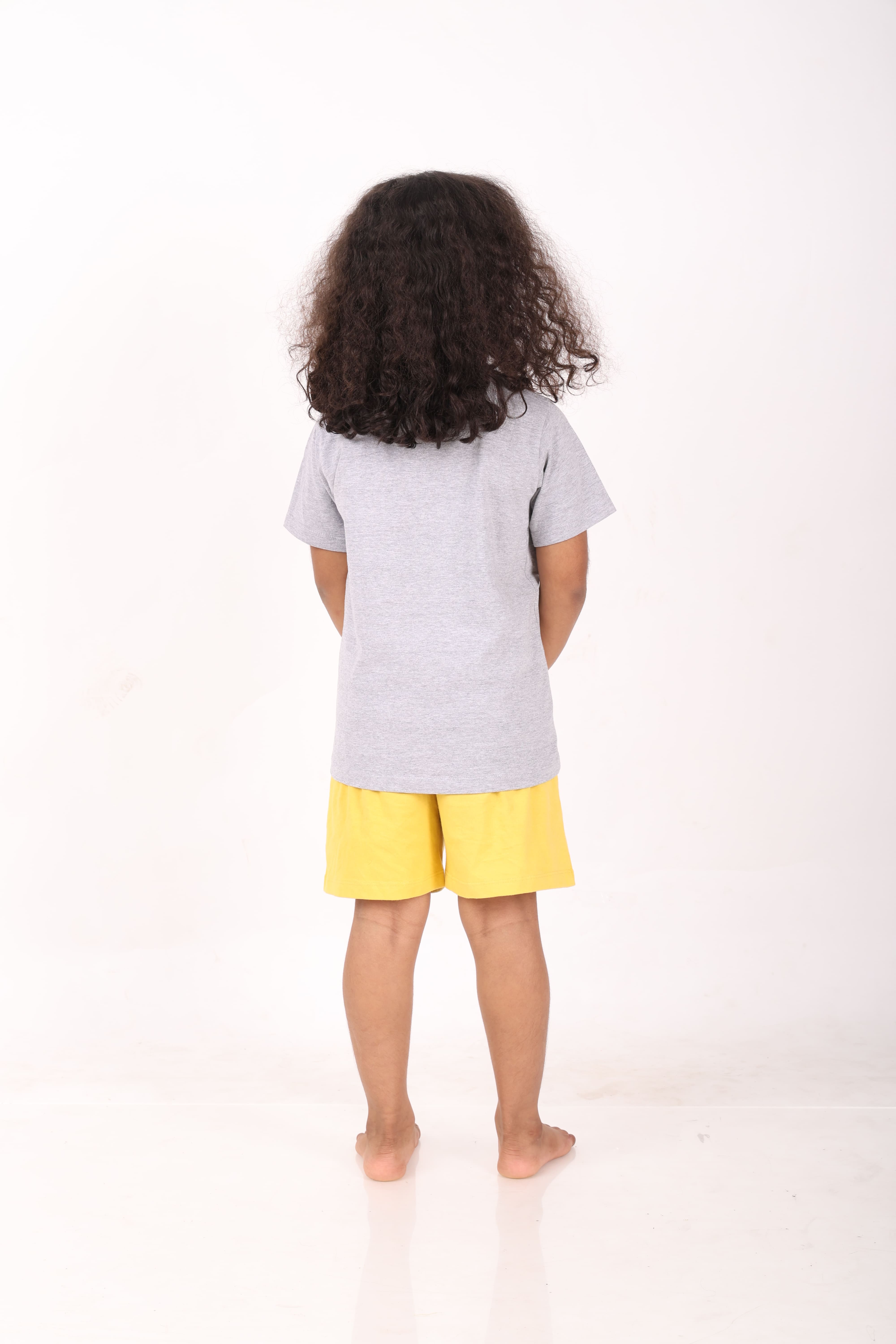 REBORN - Smurfs Collection-Girls 2 piece T-Shirt & Short -set- Grey Melange & Yellow