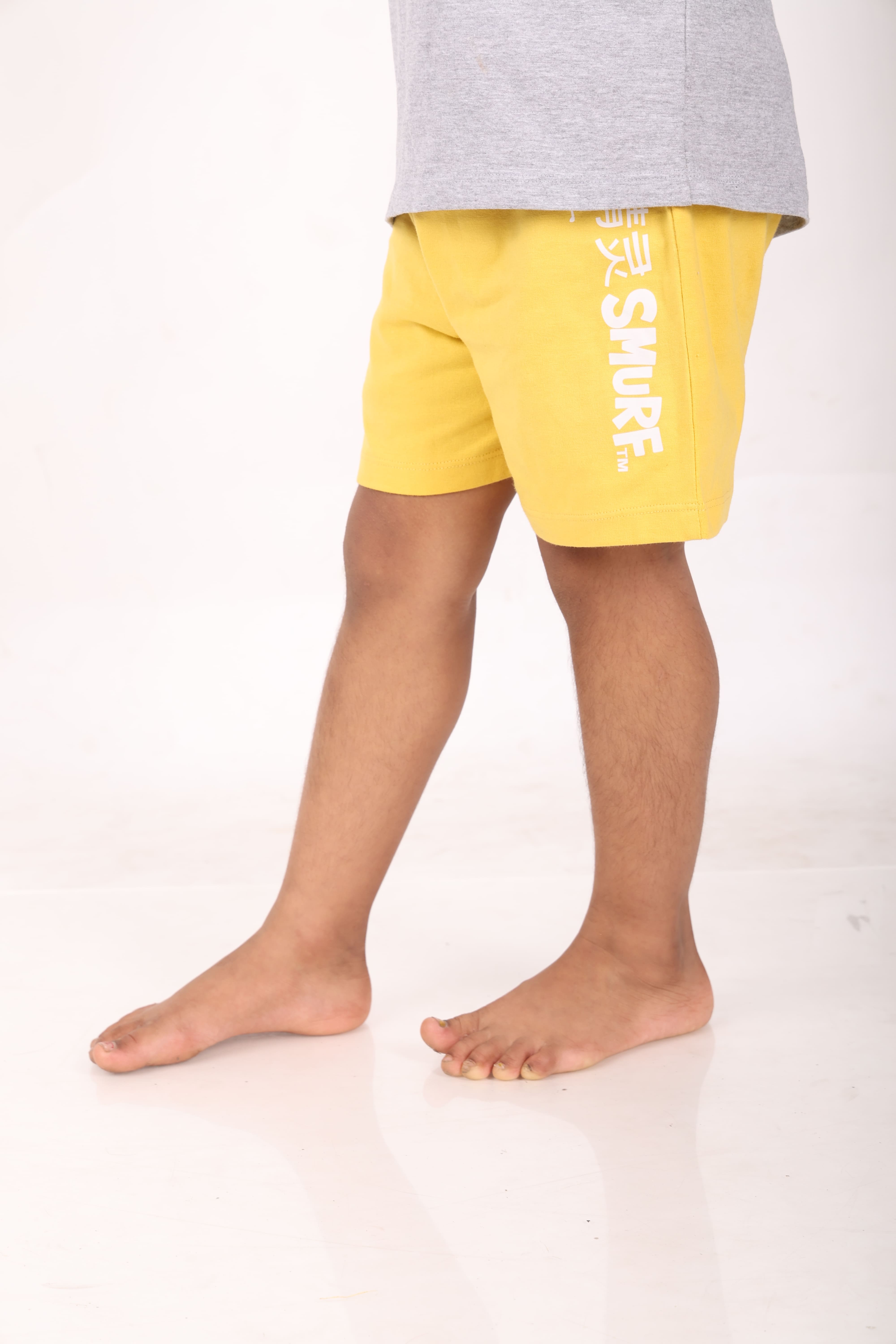 REBORN - Smurfs Collection-Girls 2 piece T-Shirt & Short -set- Grey Melange & Yellow