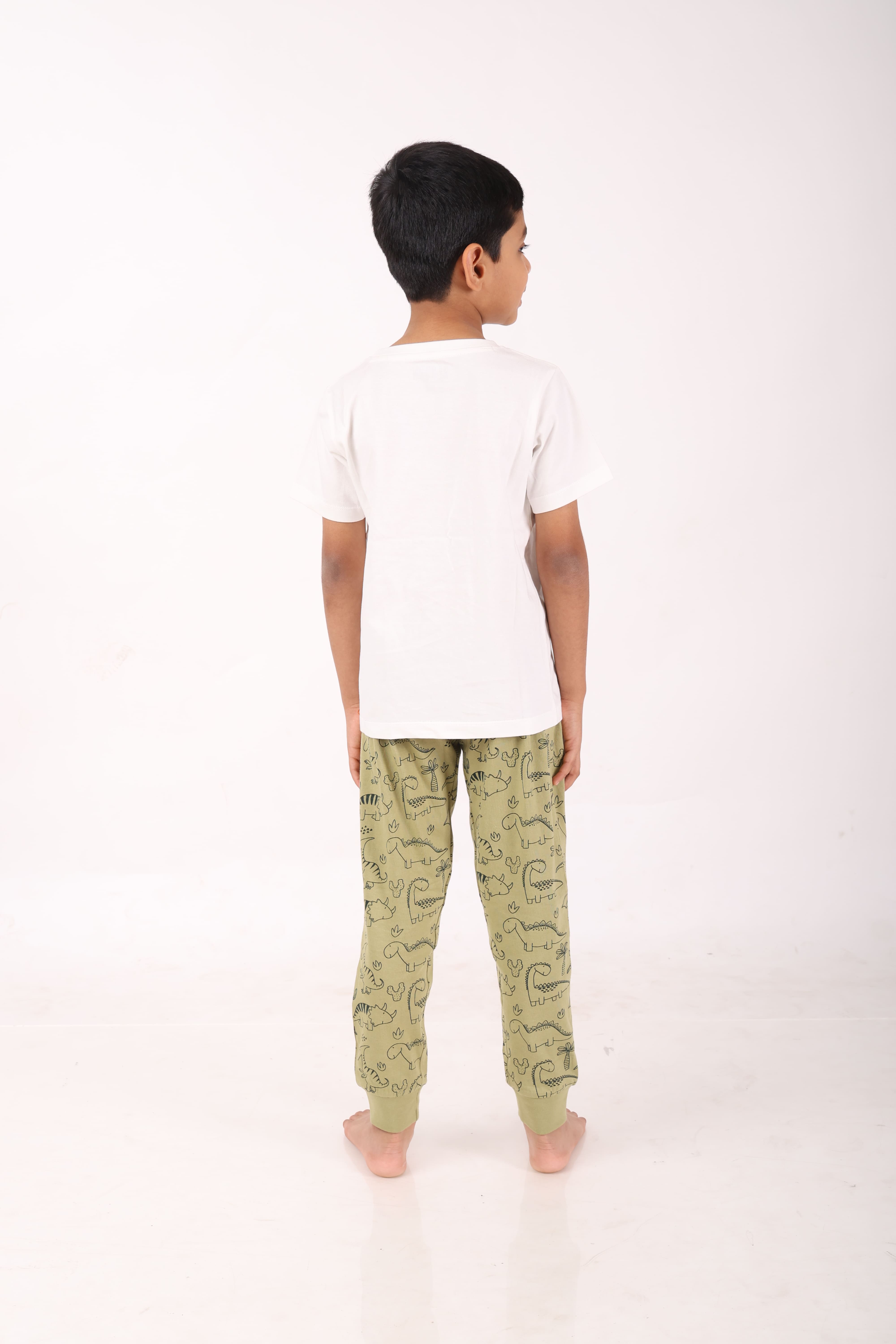 REBORN - Boys 2 piece printed jogger lounge set- Cream & Sage