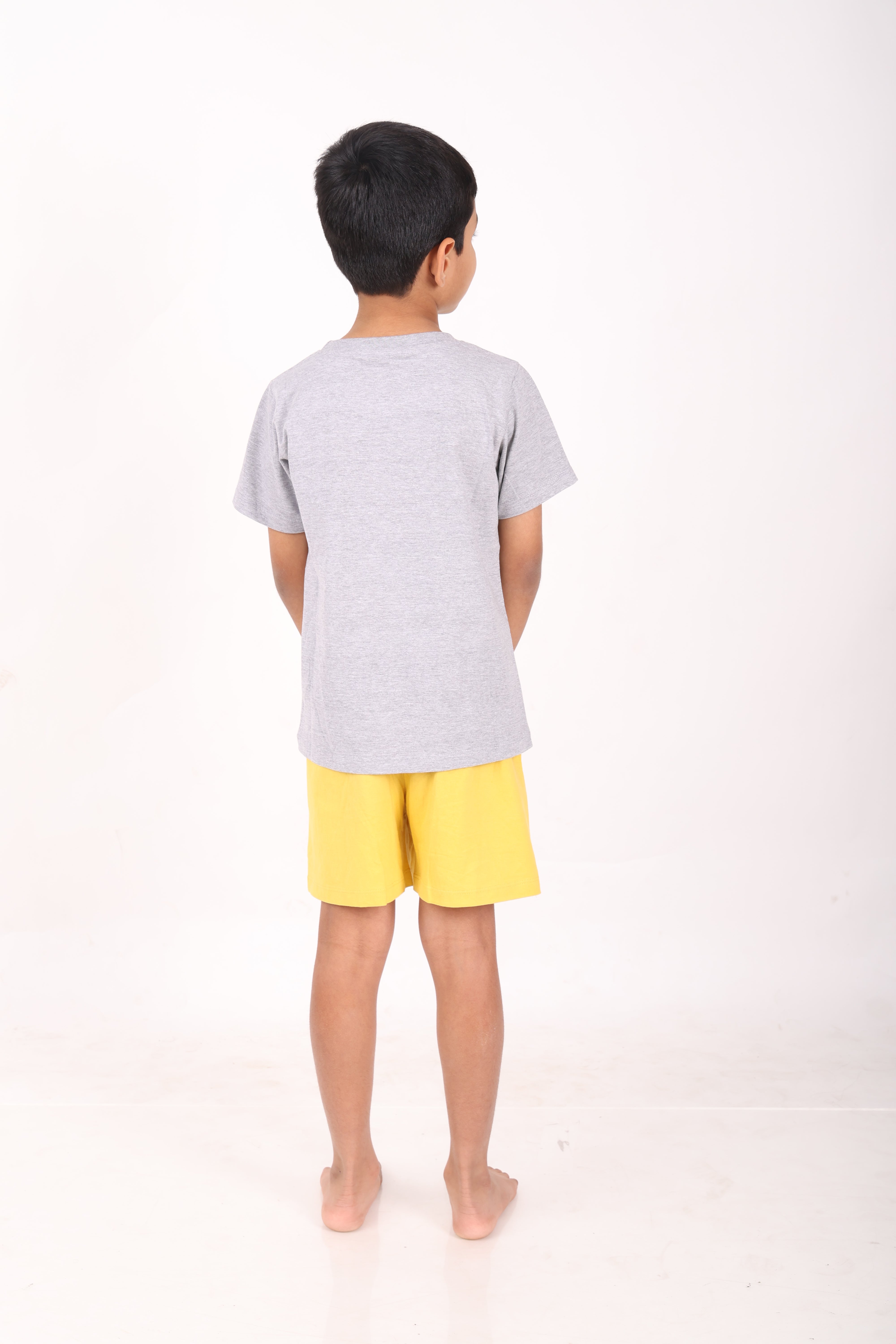 REBORN - Smurfs Collection-Boys 2 piece T-Shirt & Short -set- Grey Melange & Yellow