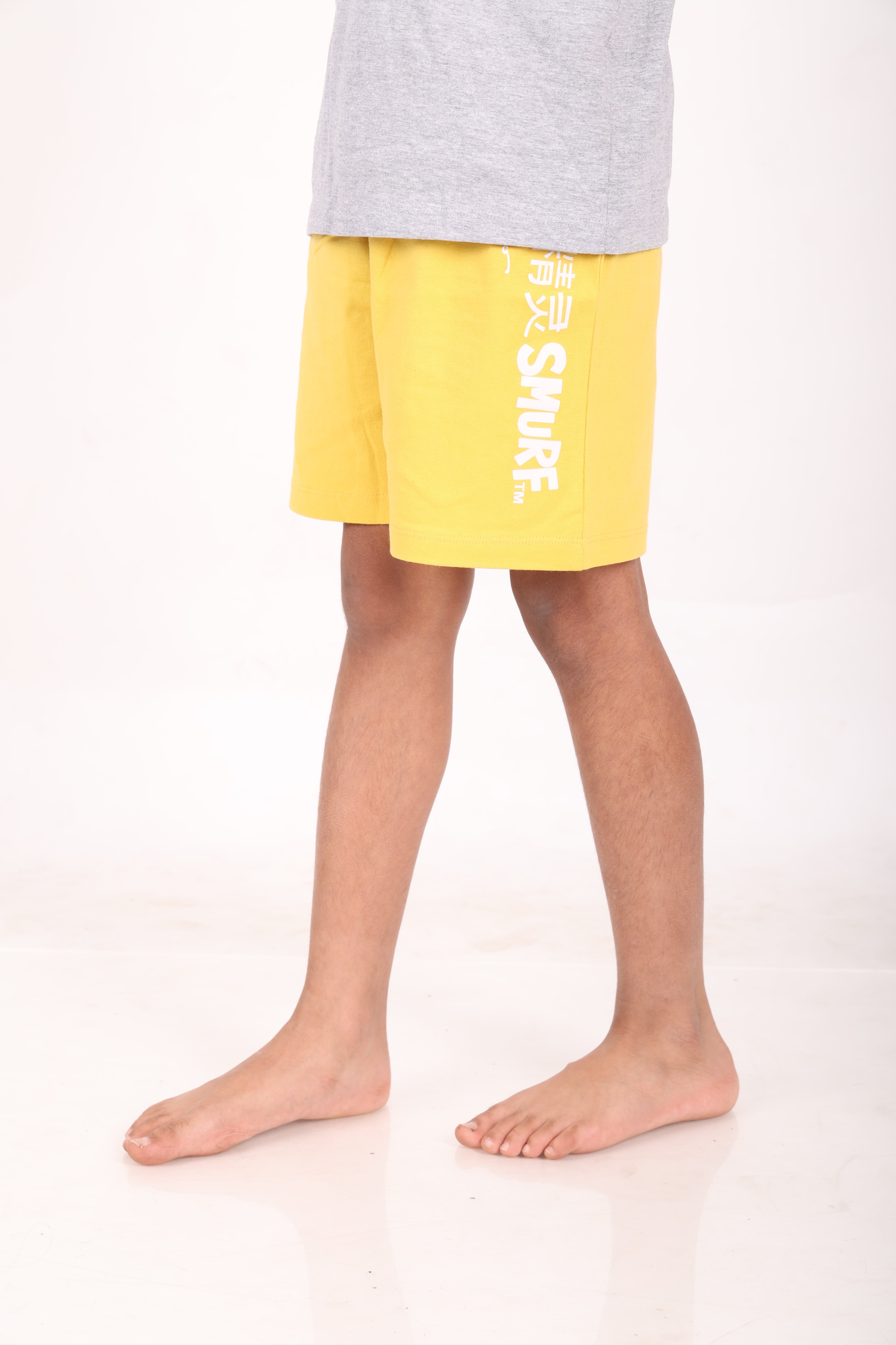 REBORN - Smurfs Collection-Boys 2 piece T-Shirt & Short -set- Grey Melange & Yellow