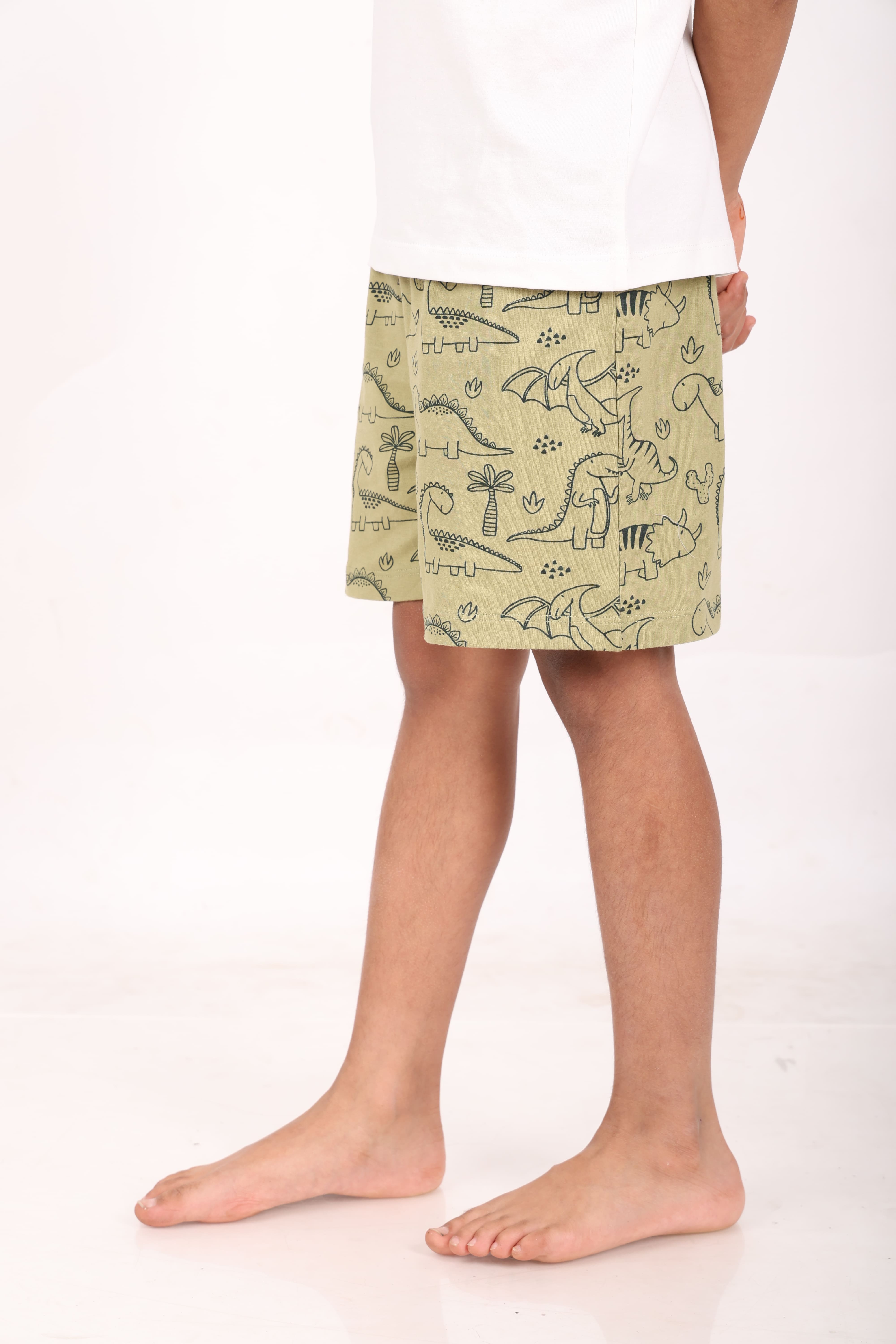 REBORN - Boys 2 piece T-Shirt & Short -set- Cream & Sage