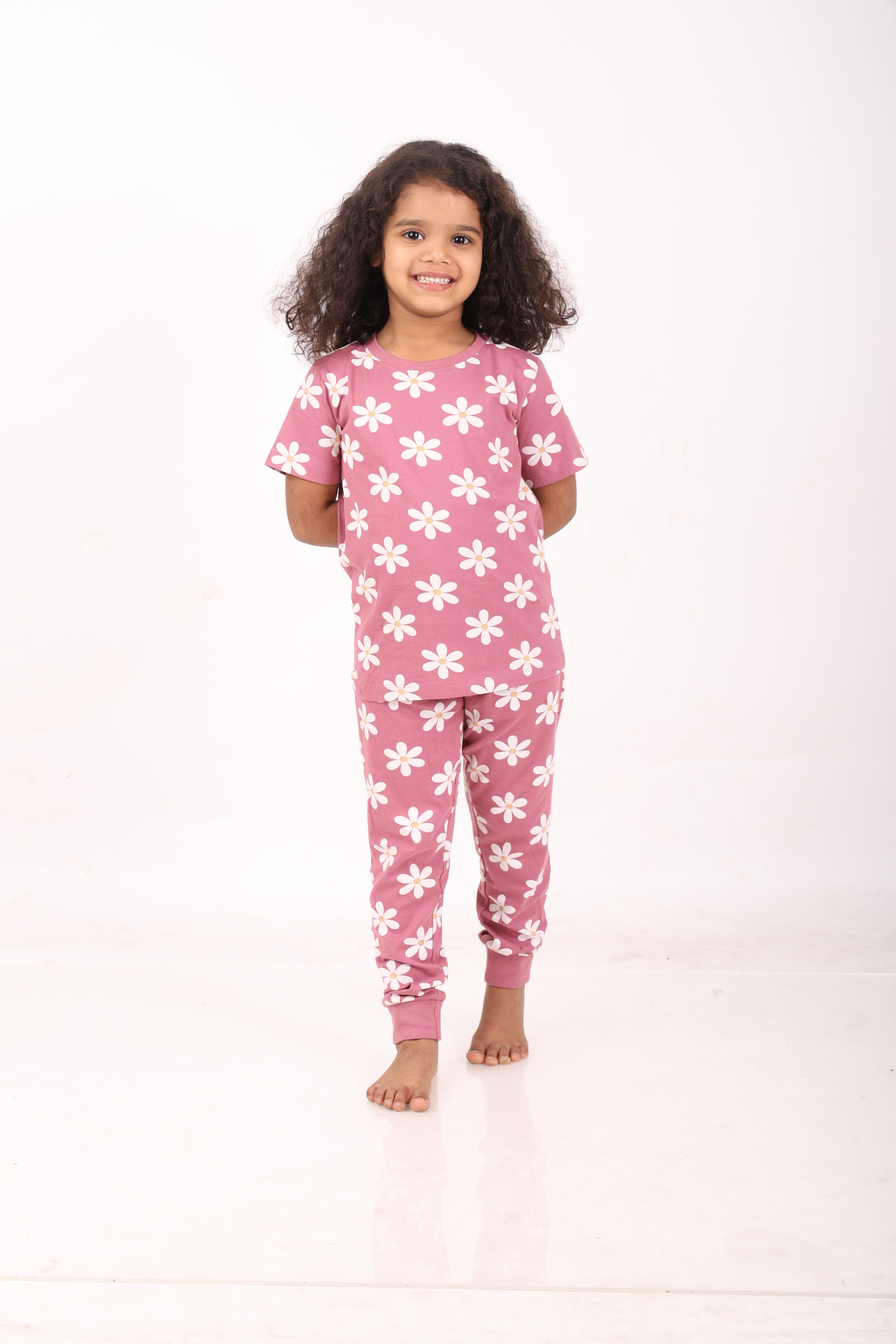 REBORN - Girls 2 piece printed jogger lounge set- Mellow Mauve